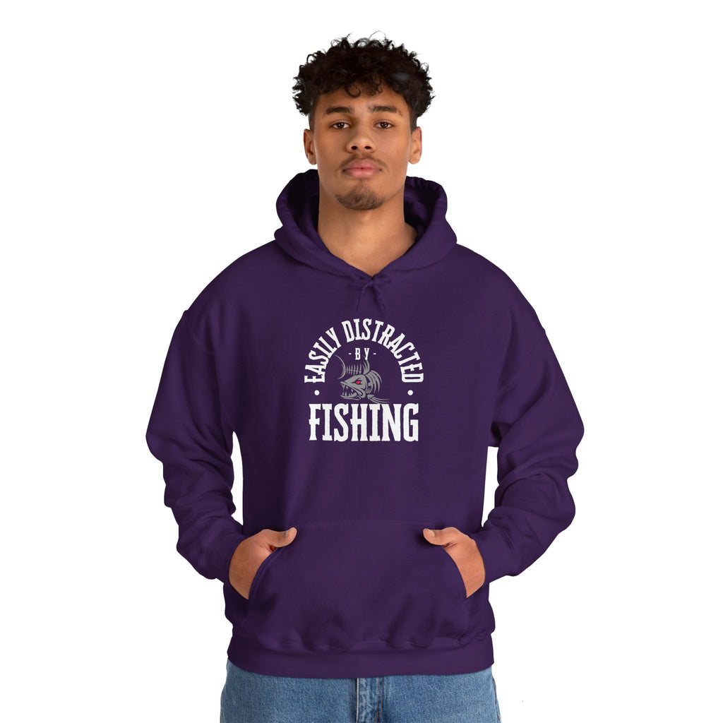 "Easily Distracted by Fishing" Hoodie - Unisex Heavy Blend Sweatshirt for Fishing Lovers