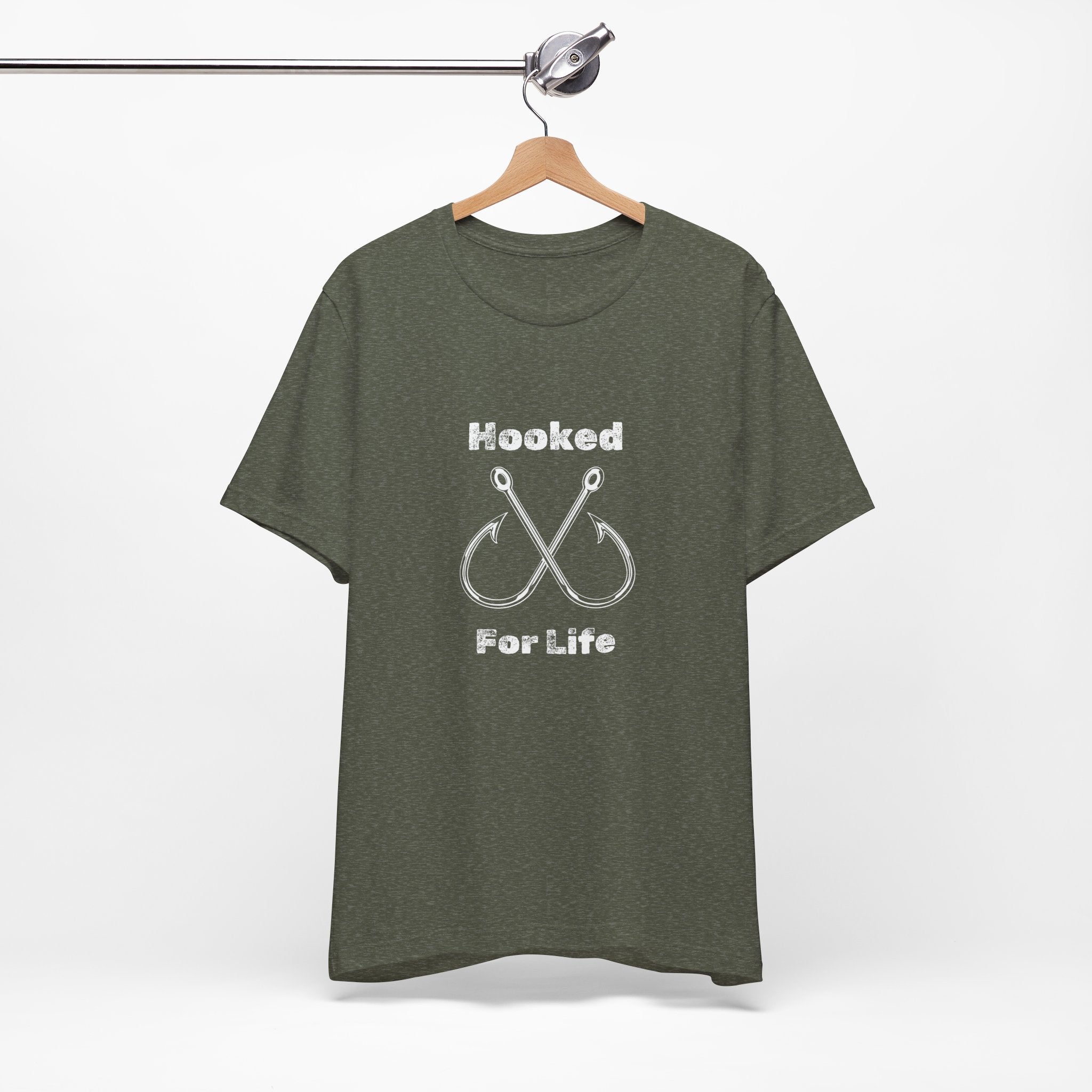 "Hooked for Life" Fishing Tee - Unisex Short Sleeve Shirt Express Delivery available.