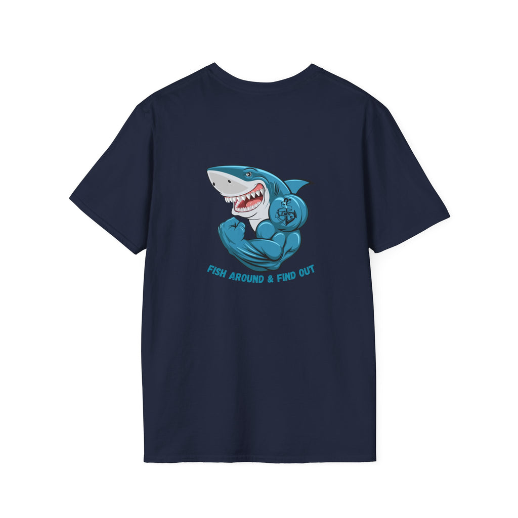 Humorous Unisex Softstyle T-Shirt - "Fish Around and Find Out - FAFO" Shark Design