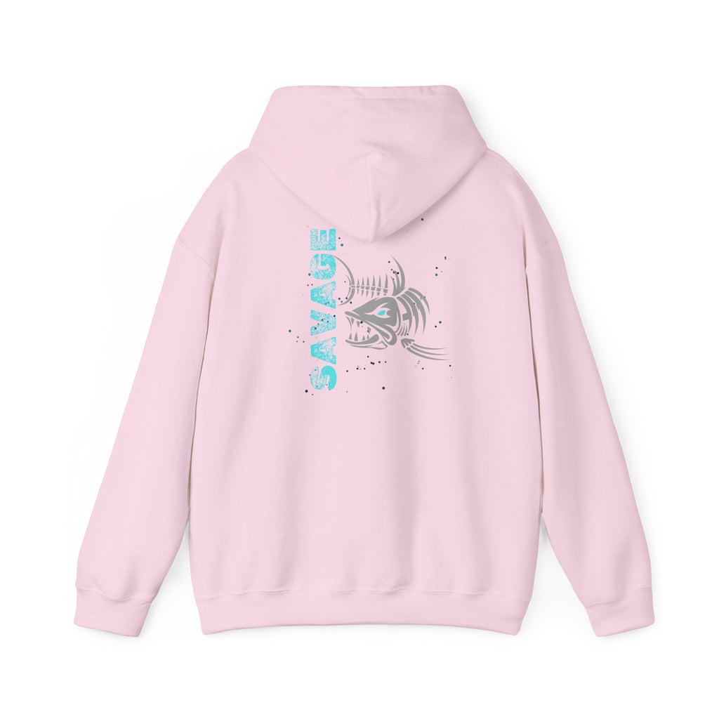 "Savage" Fish Hoodie - Retro Aqua Graphic Hooded Sweatshirt