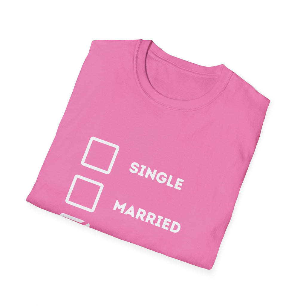 Unisex Softstyle "Single Married Fishing Check Box" T-Shirt - Comfortable Everyday Wear