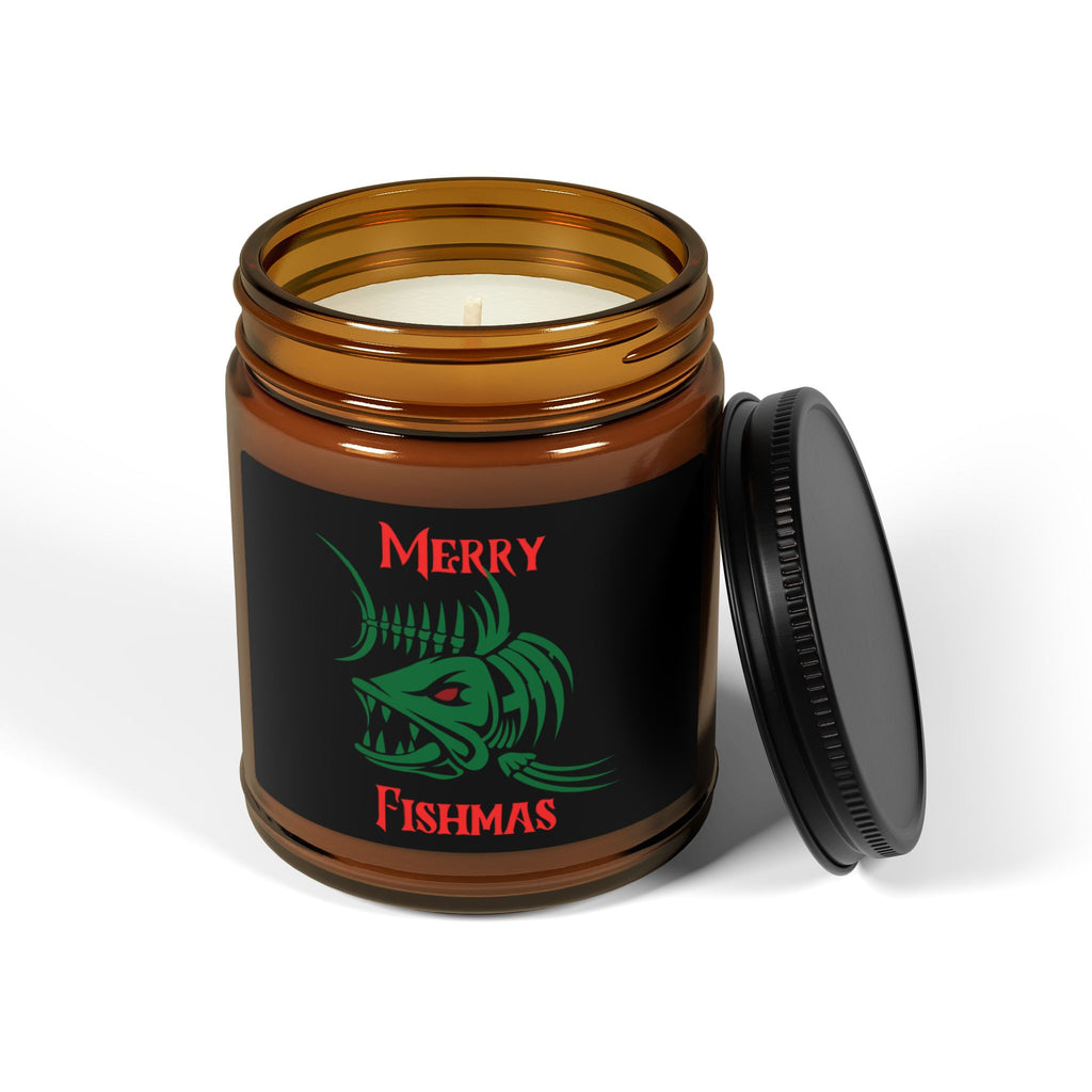 Merry Fishmas Soy Candle — Amber Jar Holiday Scented Candle