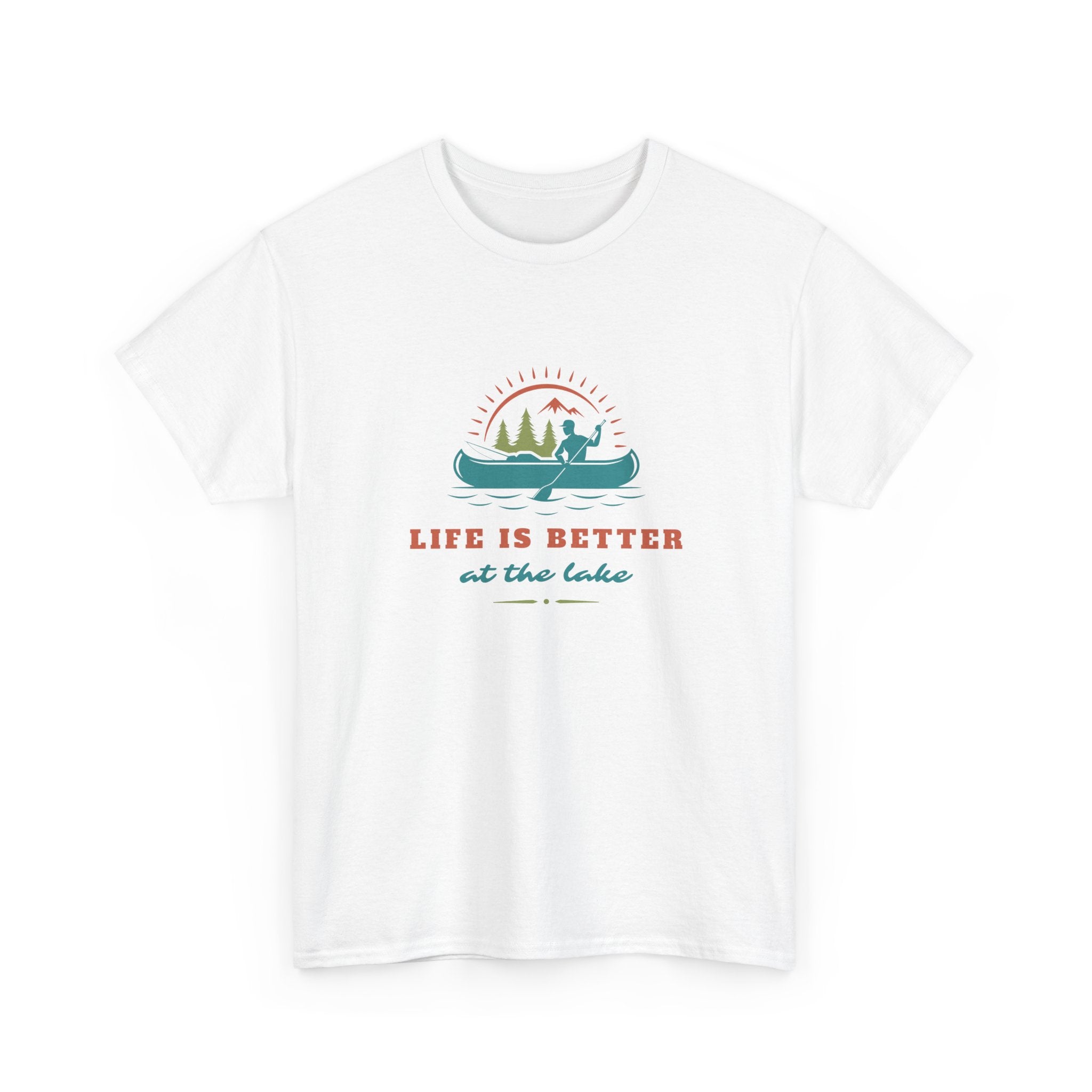 Life is Better at the Lake Unisex Heavy Cotton T-Shirt - Comfortable Outdoor Shirt
