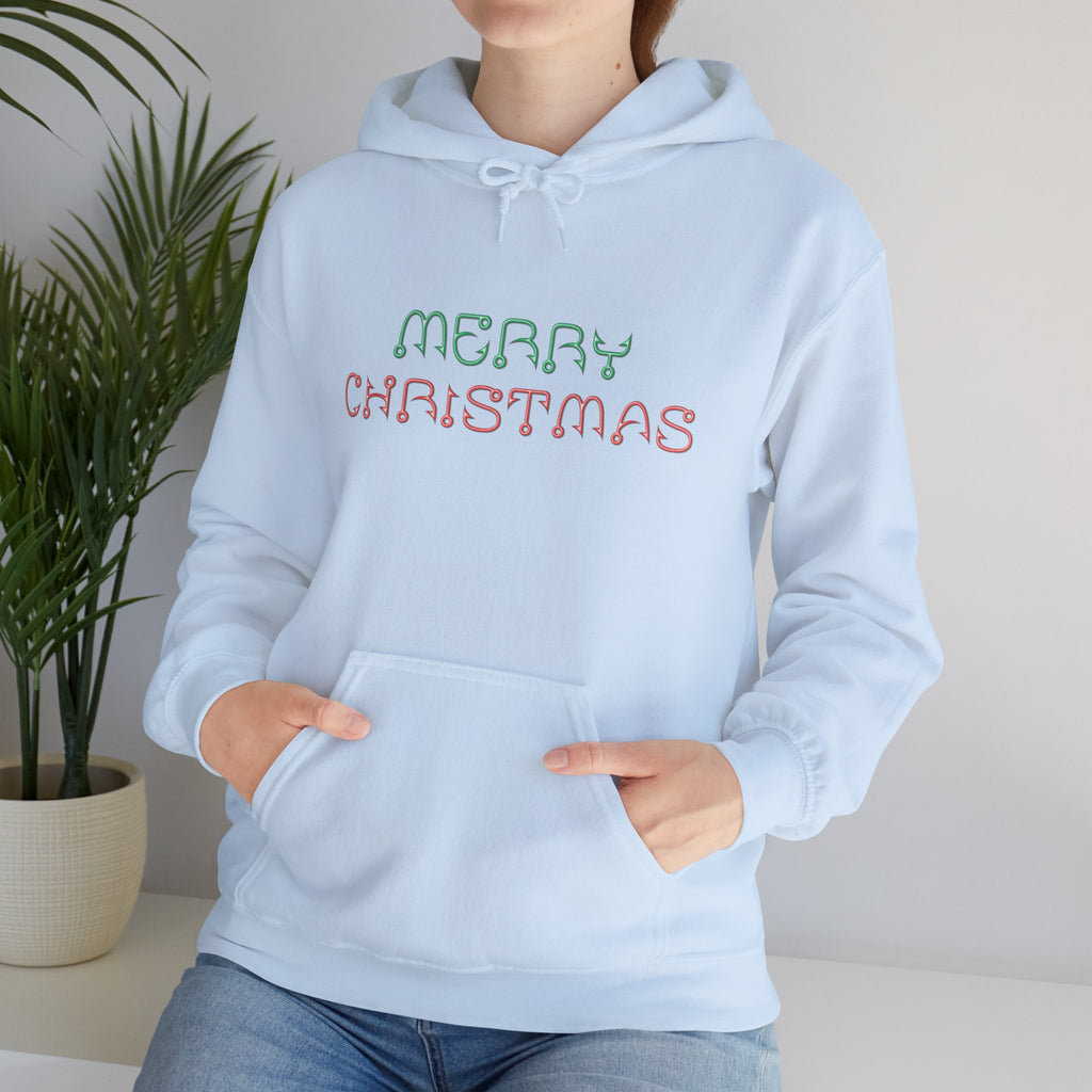 Merry Christmas Fishing Hook Script Hoodie — Cozy Holiday Sweatshirt