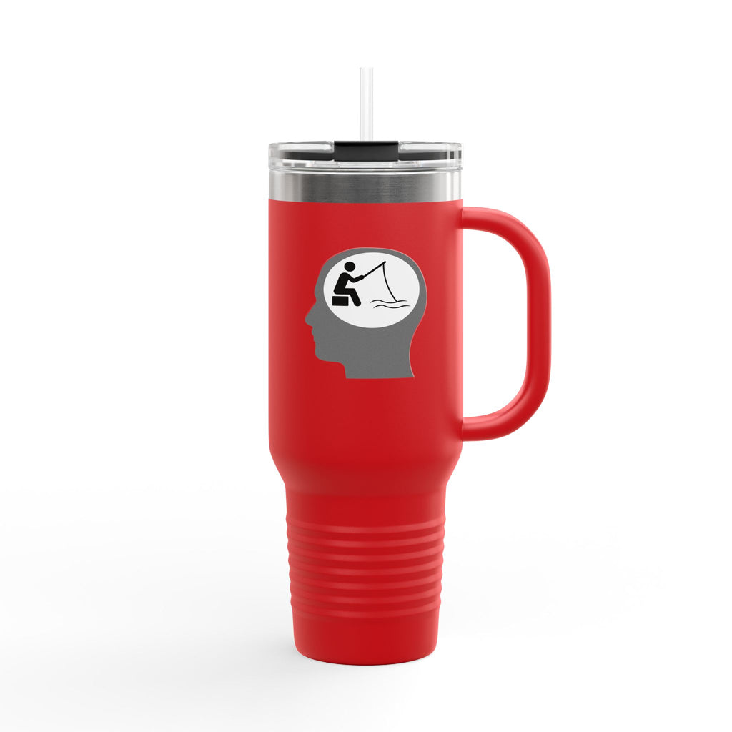 "Fishing on the Brain" Insulated Travel Mug - 40oz, Perfect for Outdoor Adventures