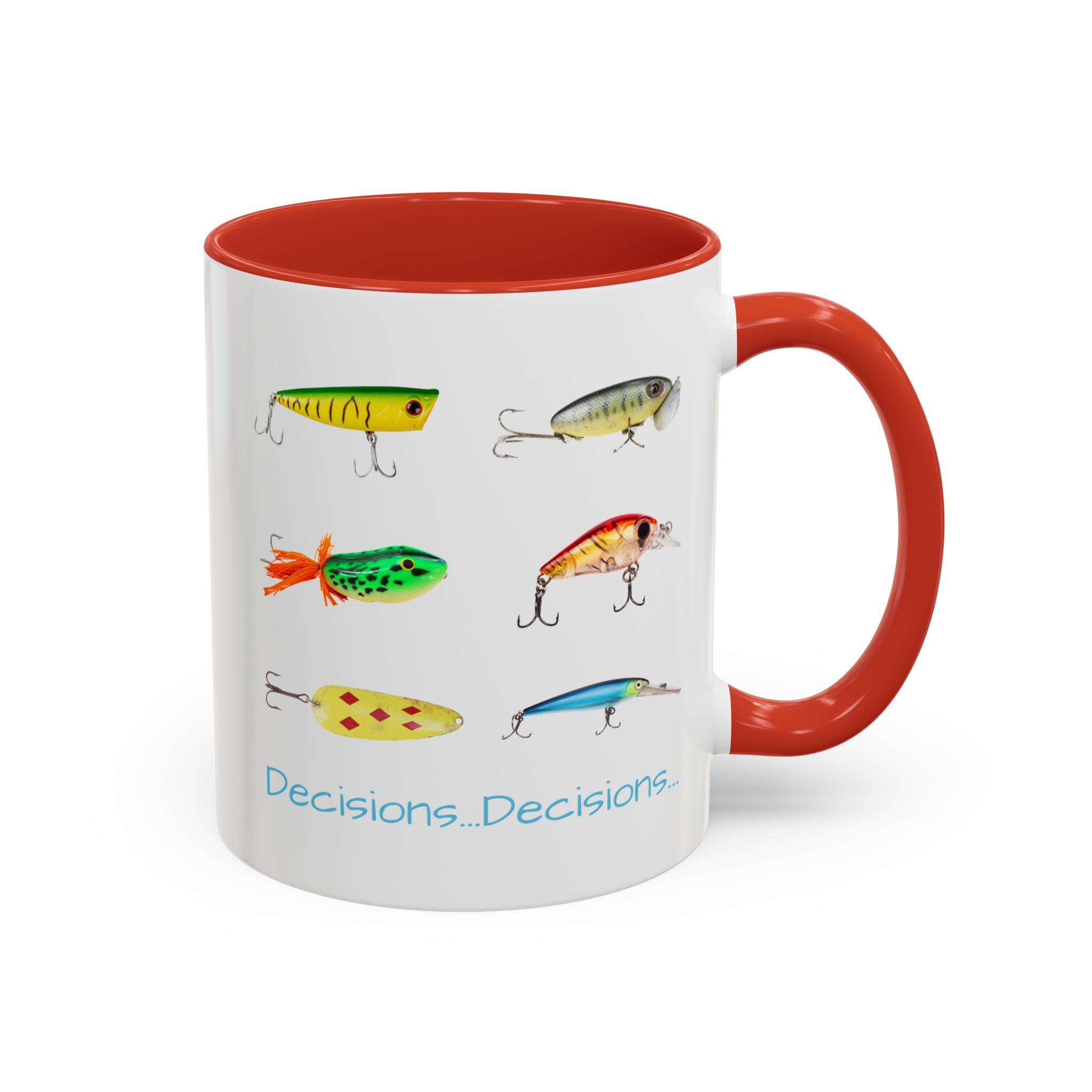 Angler's Accent Coffee Mug - "Decisions...Decisions..." Perfect for Fishing Enthusiasts