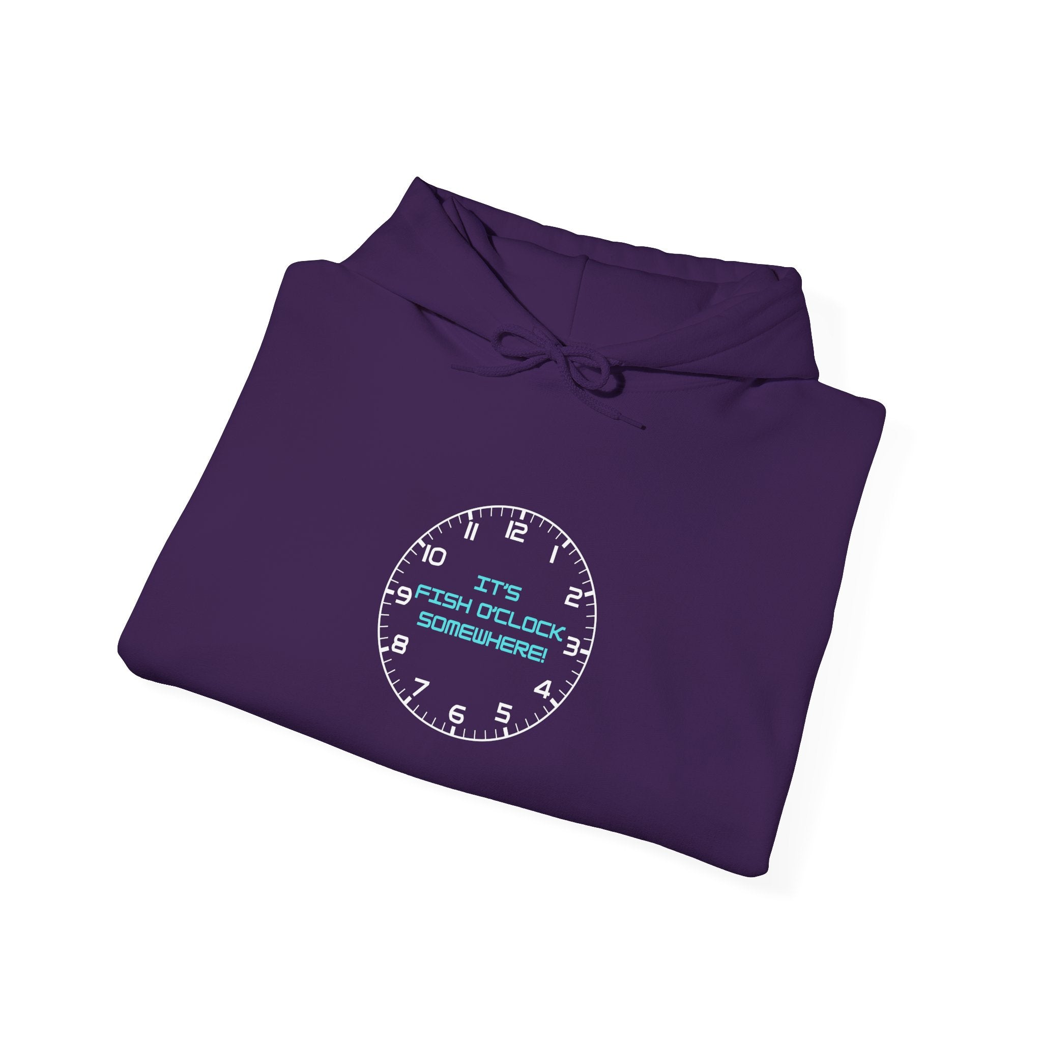 "It's Fish O'Clock Somewhere" Funny Fishing Heavy Blend™ Hooded Sweatshirt — Gift for Anglers