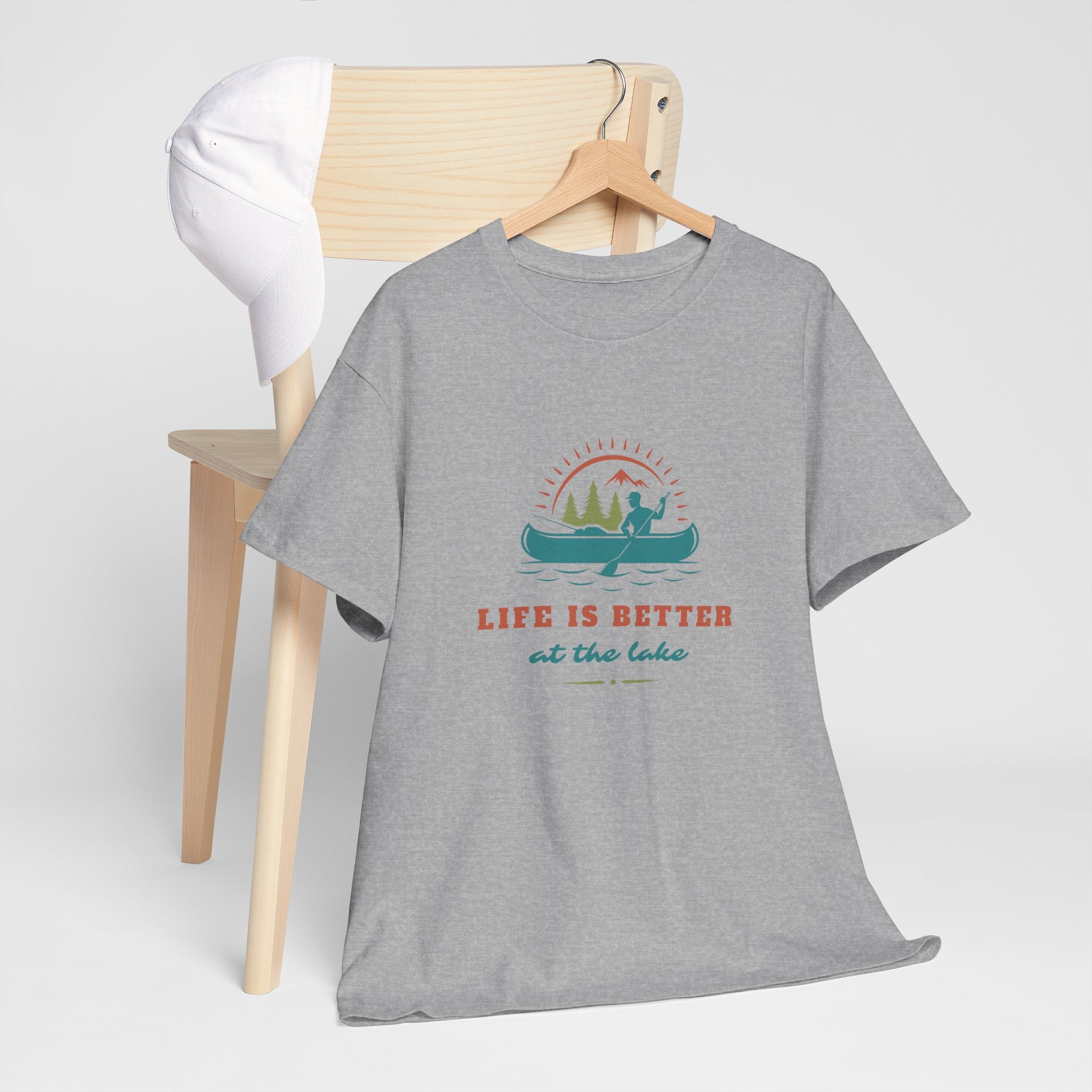 Life is Better at the Lake Unisex Heavy Cotton T-Shirt - Comfortable Outdoor Shirt