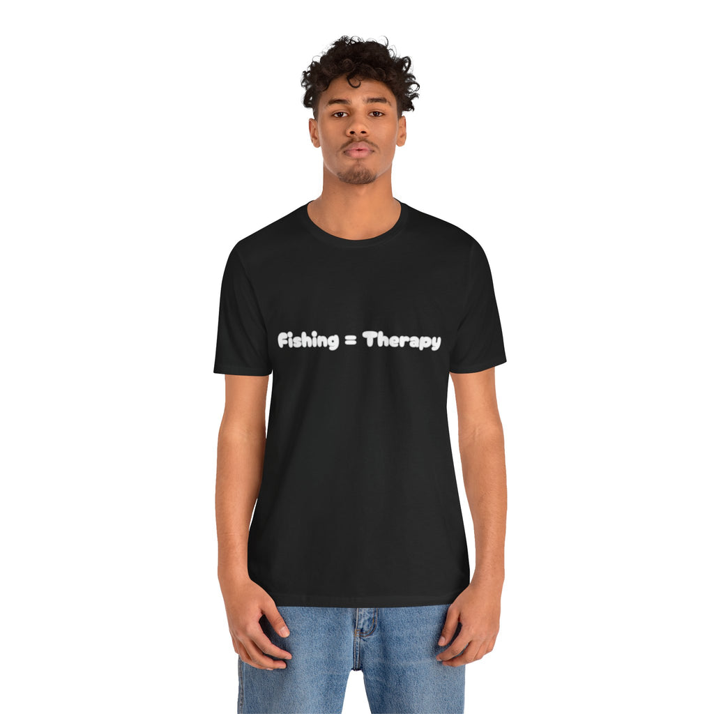 Unisex  "Fishing = Therapy" Jersey Short Sleeve Tee.