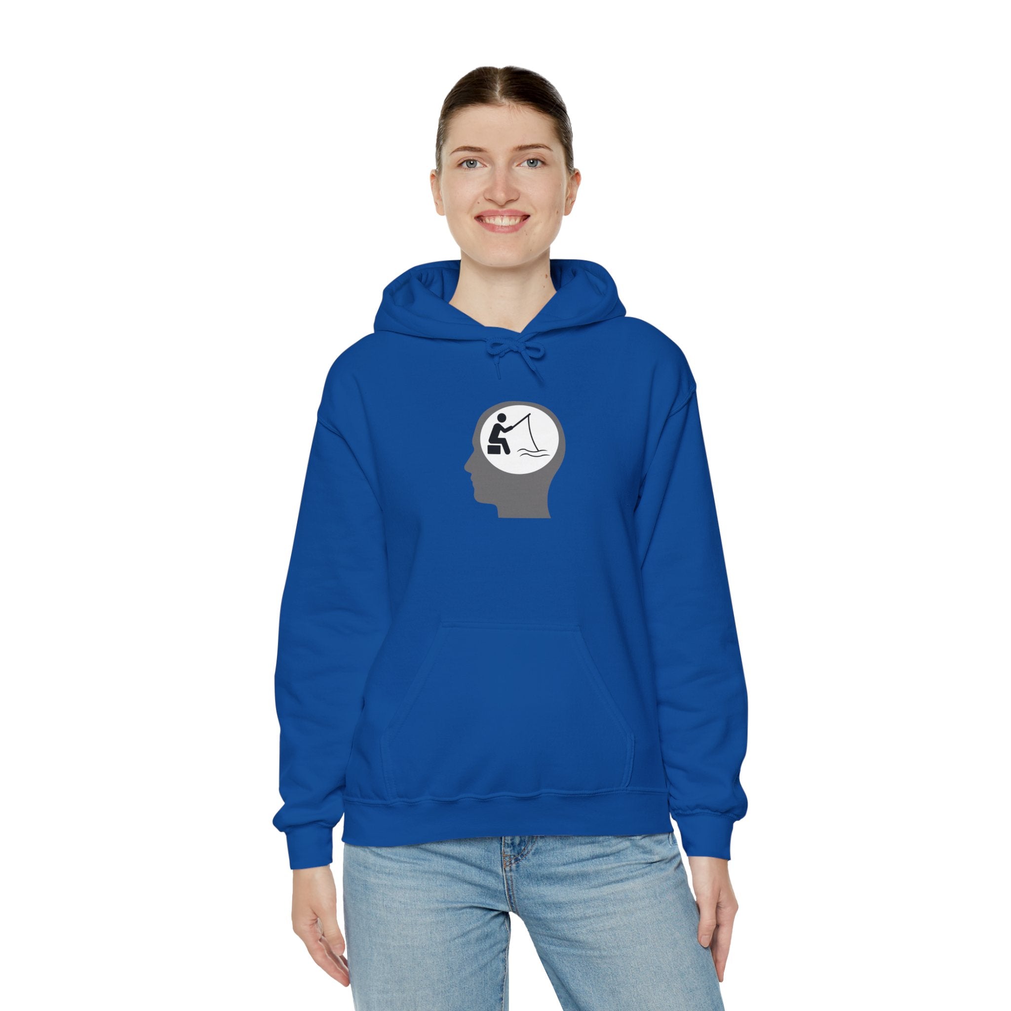 "Fishing On The Brain" Hoodie - Unisex Heavy Blend Sweatshirt with Relaxing Design