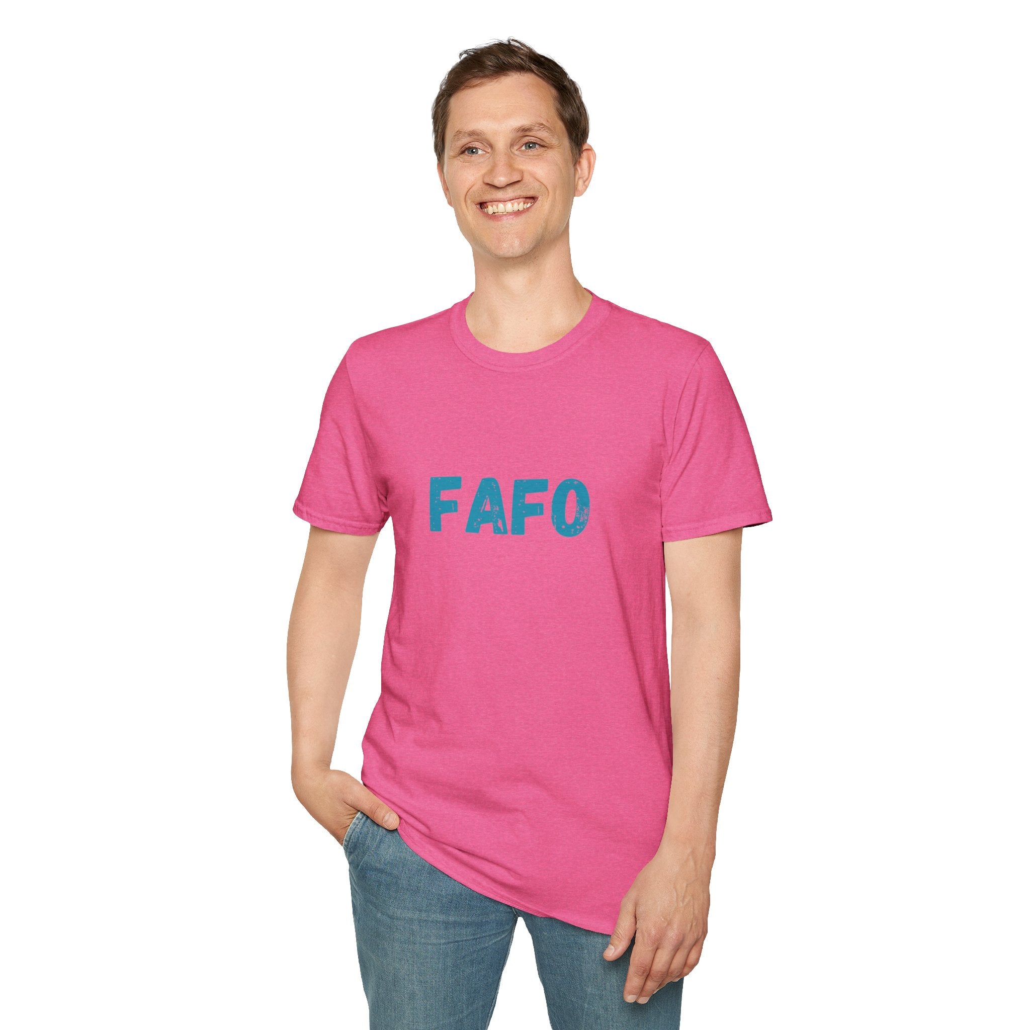 Humorous Unisex Softstyle T-Shirt - "Fish Around and Find Out - FAFO" Shark Design