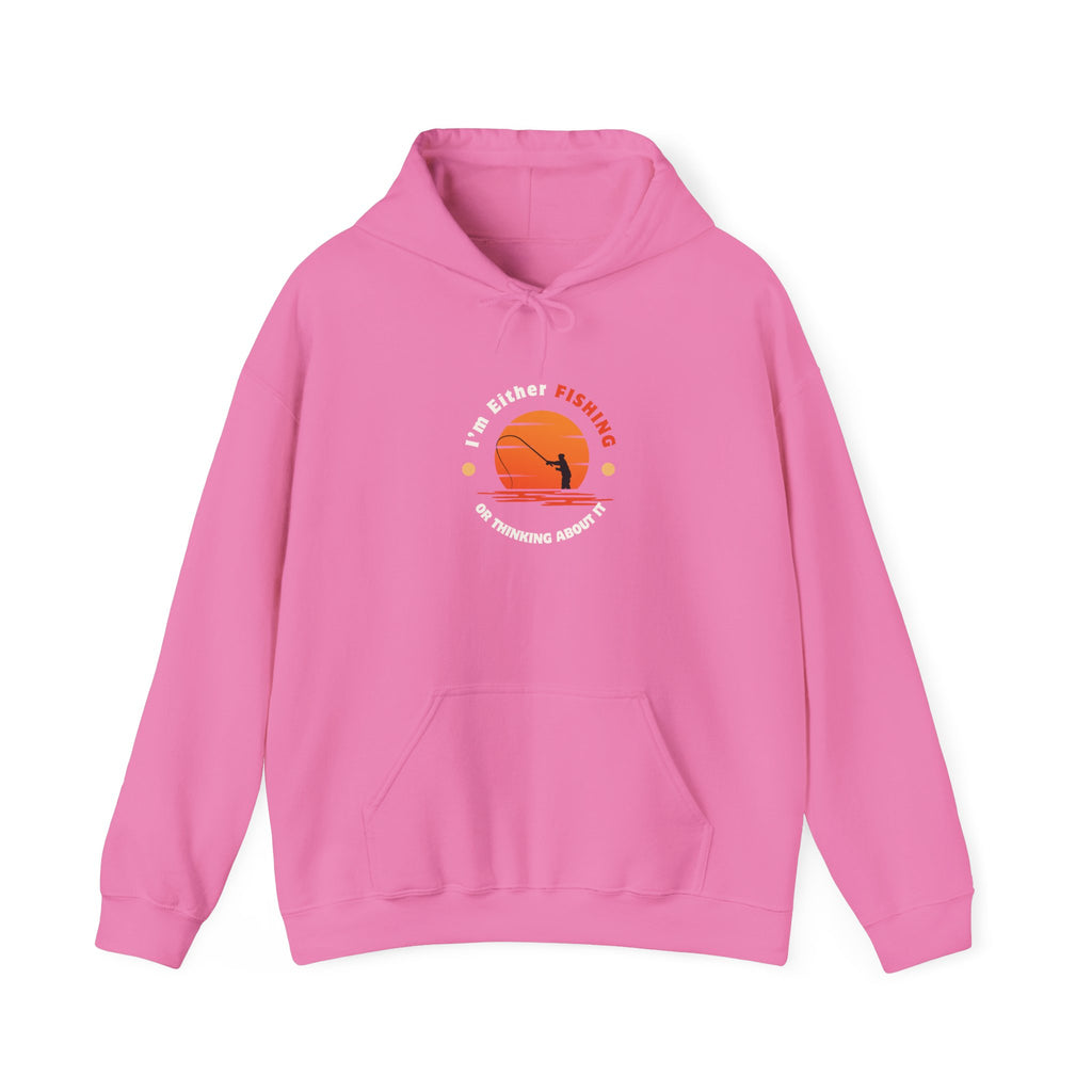 "I'm Either Fishing or Thinking About It" Funny Fishing Heavy Blend™ Hooded Sweatshirt — Gift for Anglers