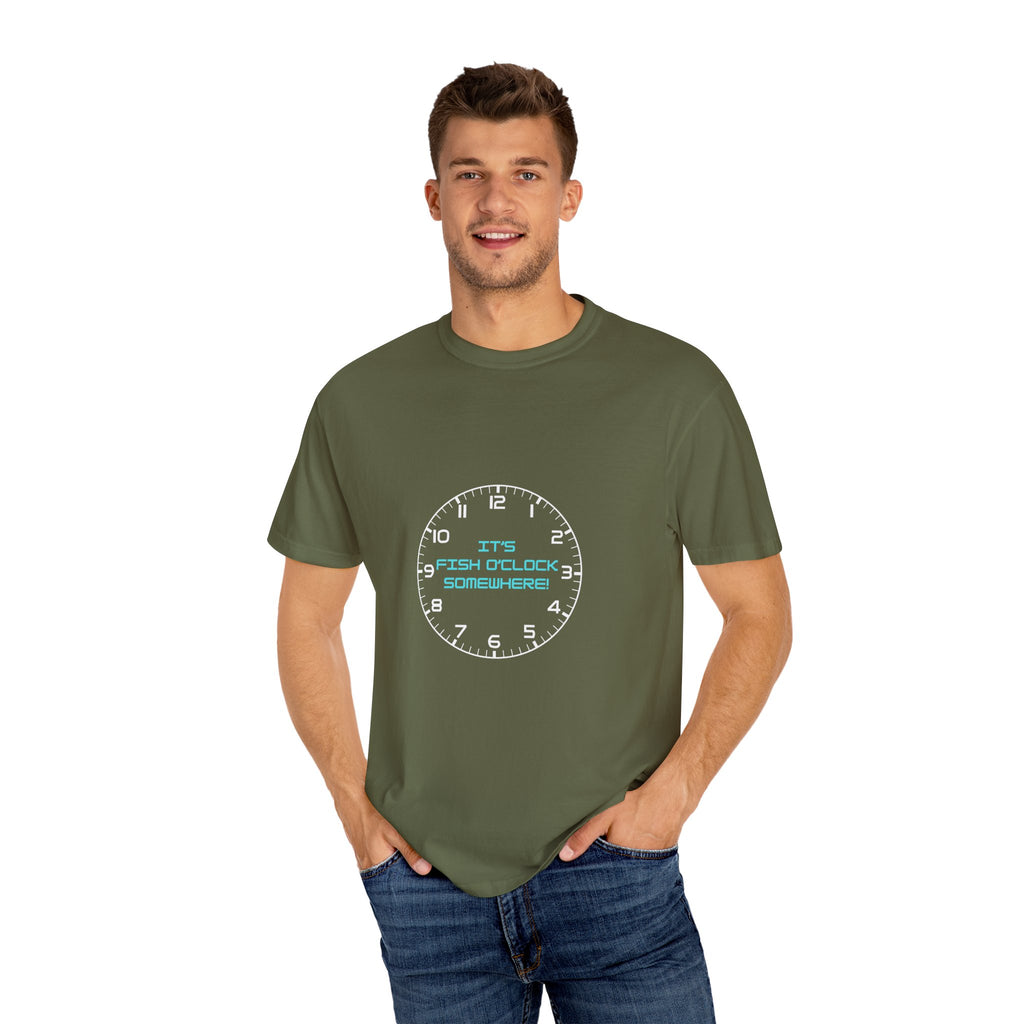 Unisex "It's Fish O'Clock Somewhere!" T-Shirt - Fun Garment-Dyed Tee for Fishing Lovers