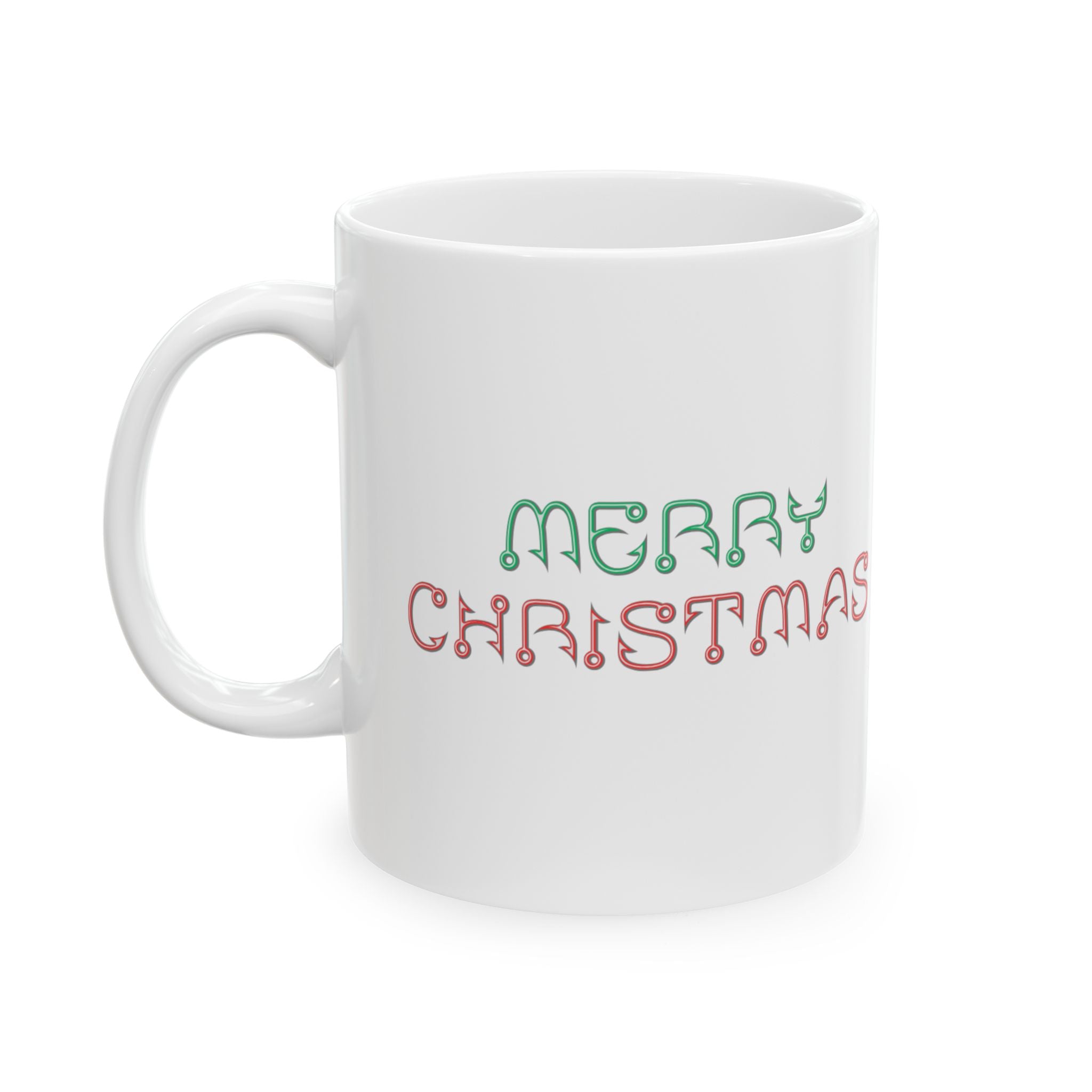 Merry Christmas Ceramic Mug — Festive Red & Green Holiday Coffee Cup (11oz, 15oz)