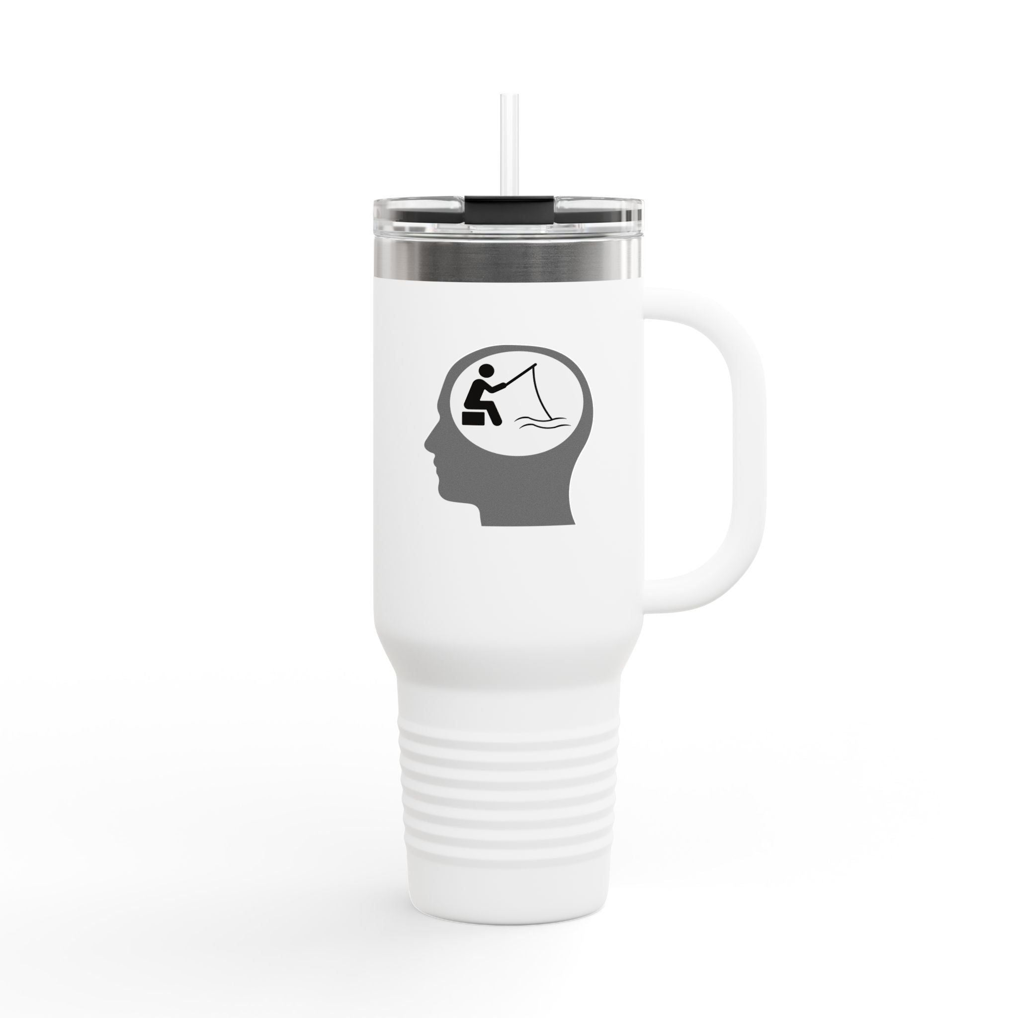"Fishing on the Brain" Insulated Travel Mug - 40oz, Perfect for Outdoor Adventures