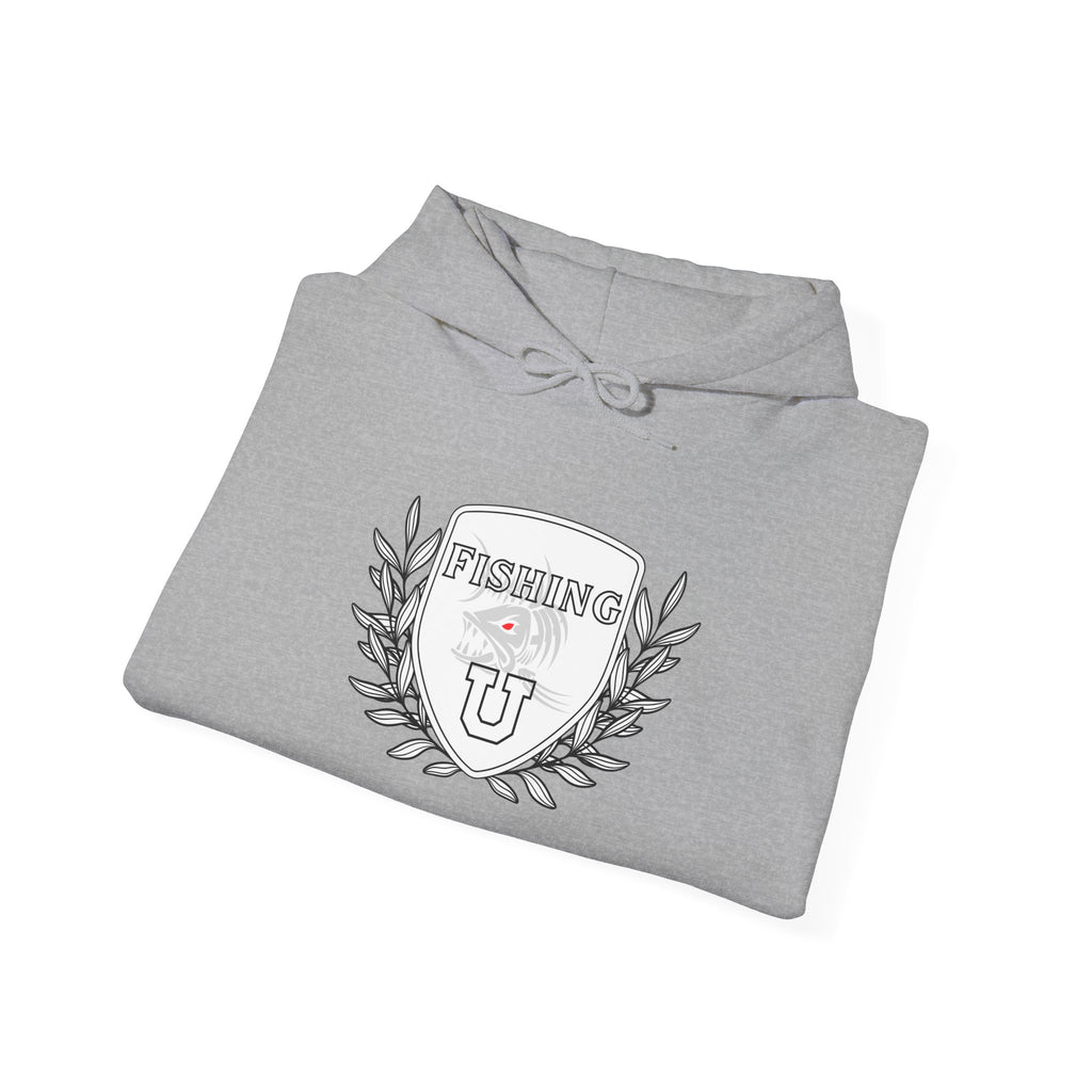 "Fishing University" Unisex Heavy Blend Hoodie - Fun Design for Fishermen