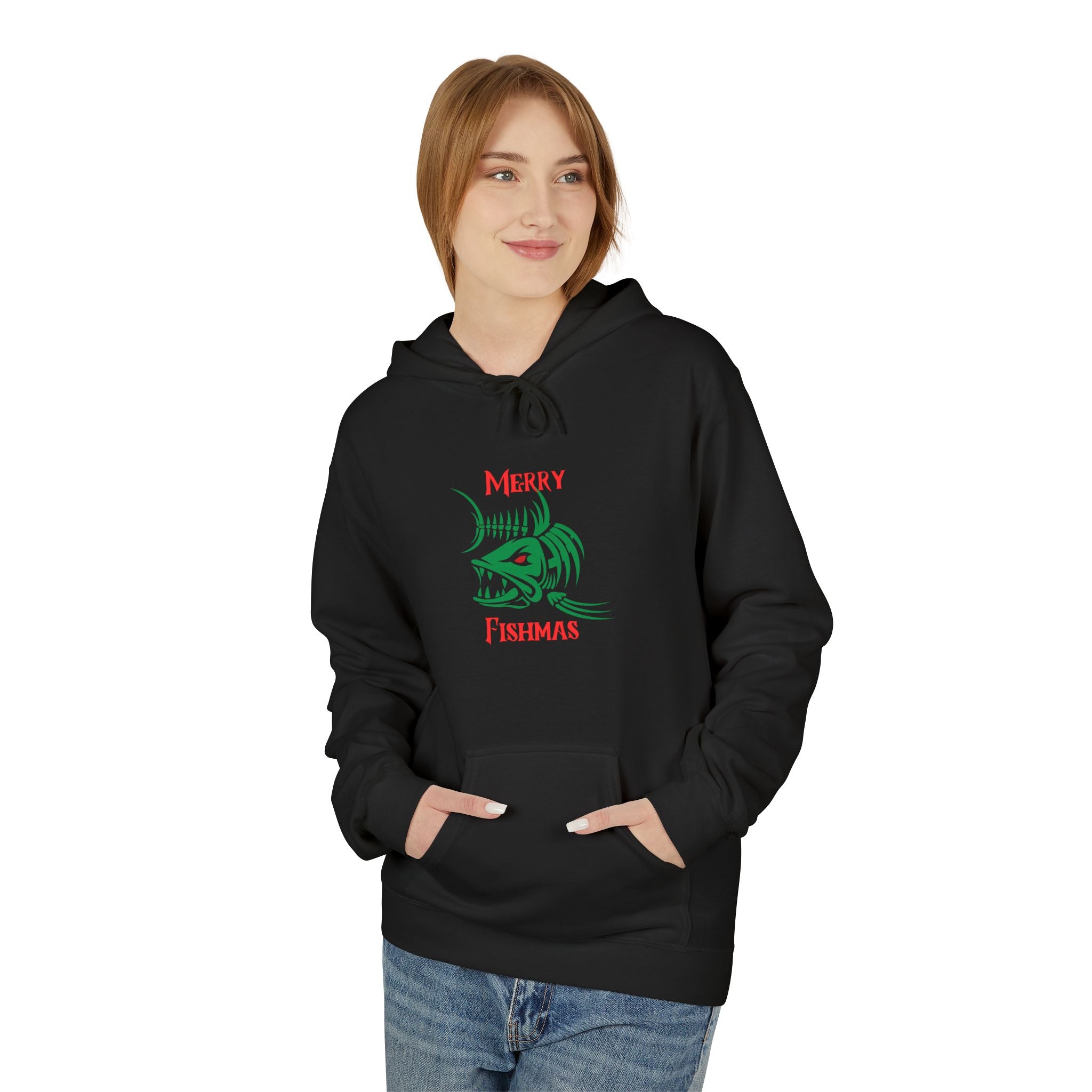 "Merry Fishmas" Hoodie — Holiday Fishing Graphic Pullover