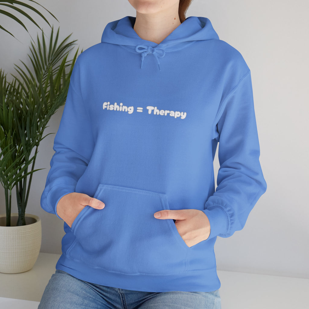 "Fishing = Therapy" Unisex Heavy Blend Hoodie - Perfect Gift for Anglers & Outdoor Lovers