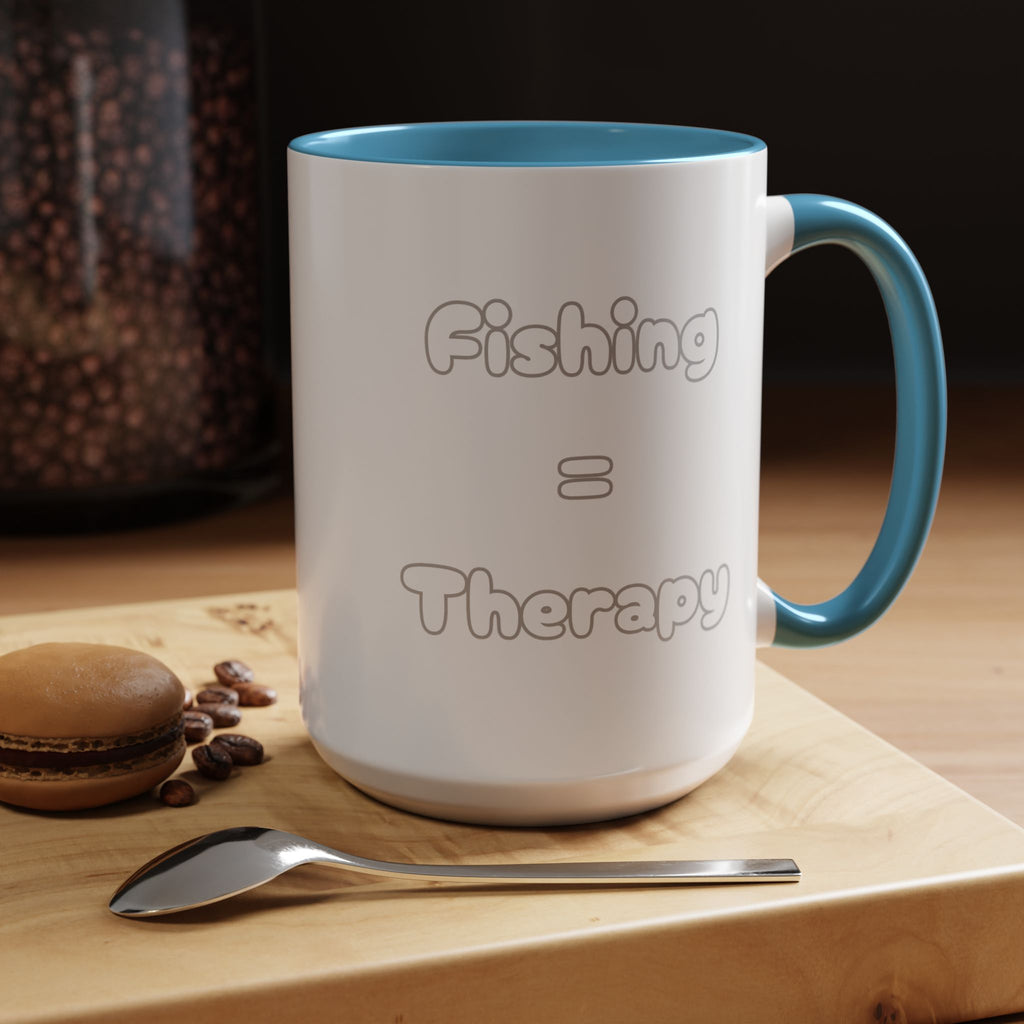 "Fishing = Therapy" Accent Coffee Mug (11, 15oz)