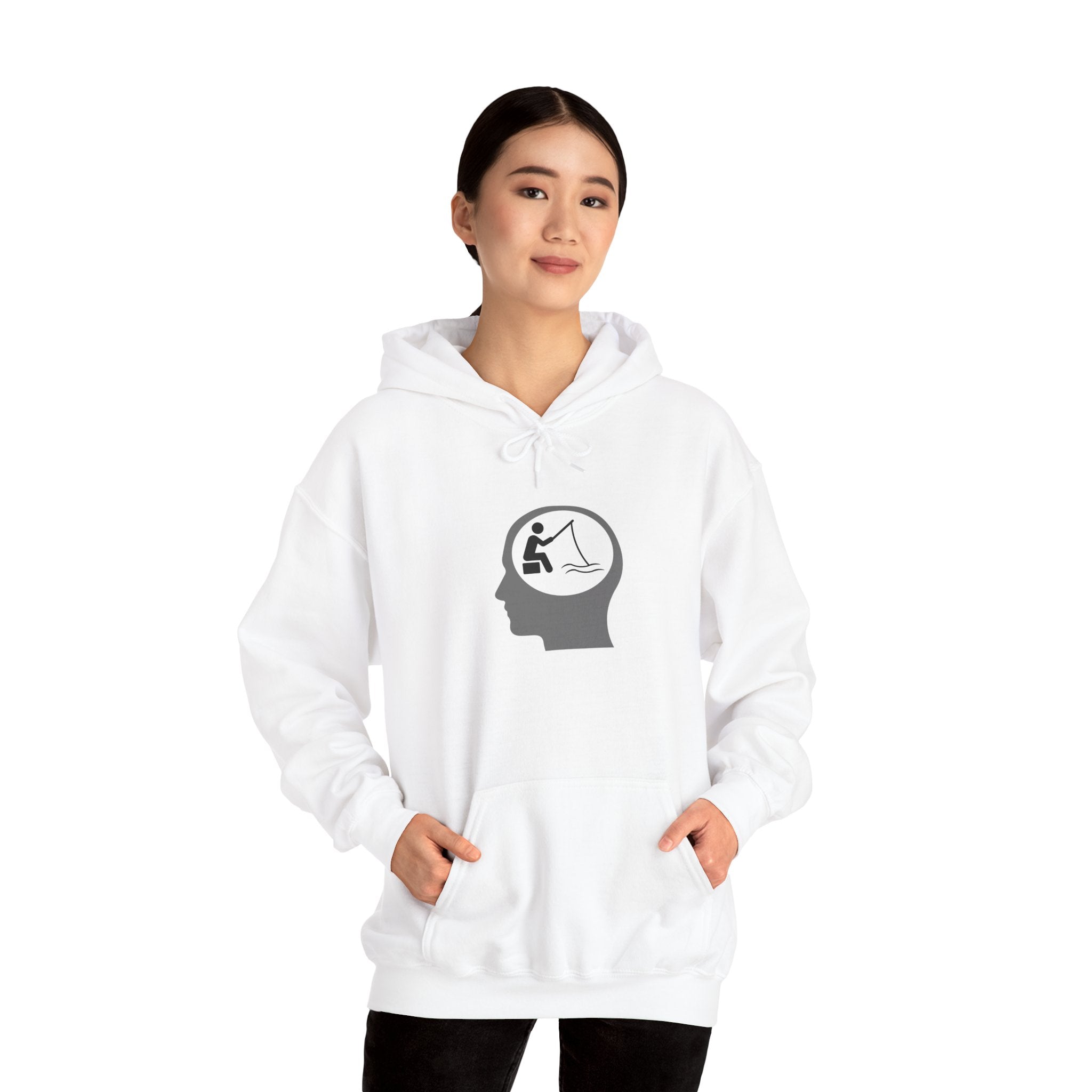 "Fishing On The Brain" Hoodie - Unisex Heavy Blend Sweatshirt with Relaxing Design
