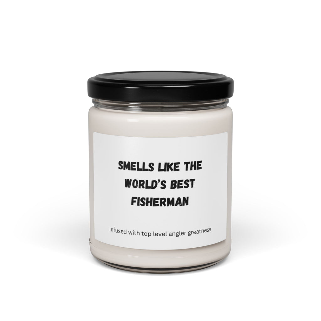 "Smells Like The World's Best Fisherman" Scented Soy Candle, 9oz. #fishing #fisherman #fish #candle #worldsbest