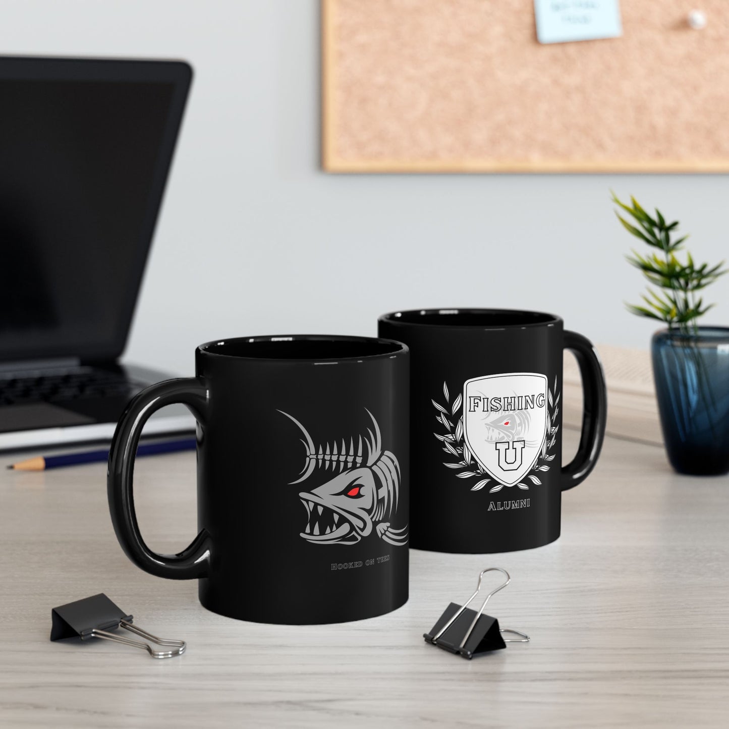 "Fishing University Alumni" Black Mug - Perfect for Anglers and Outdoor Enthusiasts