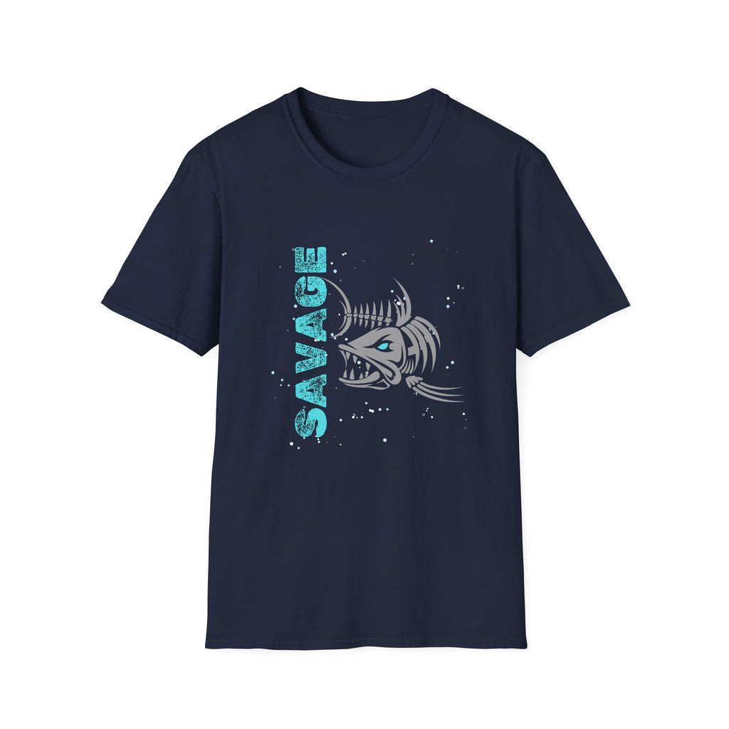 Savage Skeleton Fish Unisex Softstyle T-Shirt - Stylish and Comfortable Angler Apparel