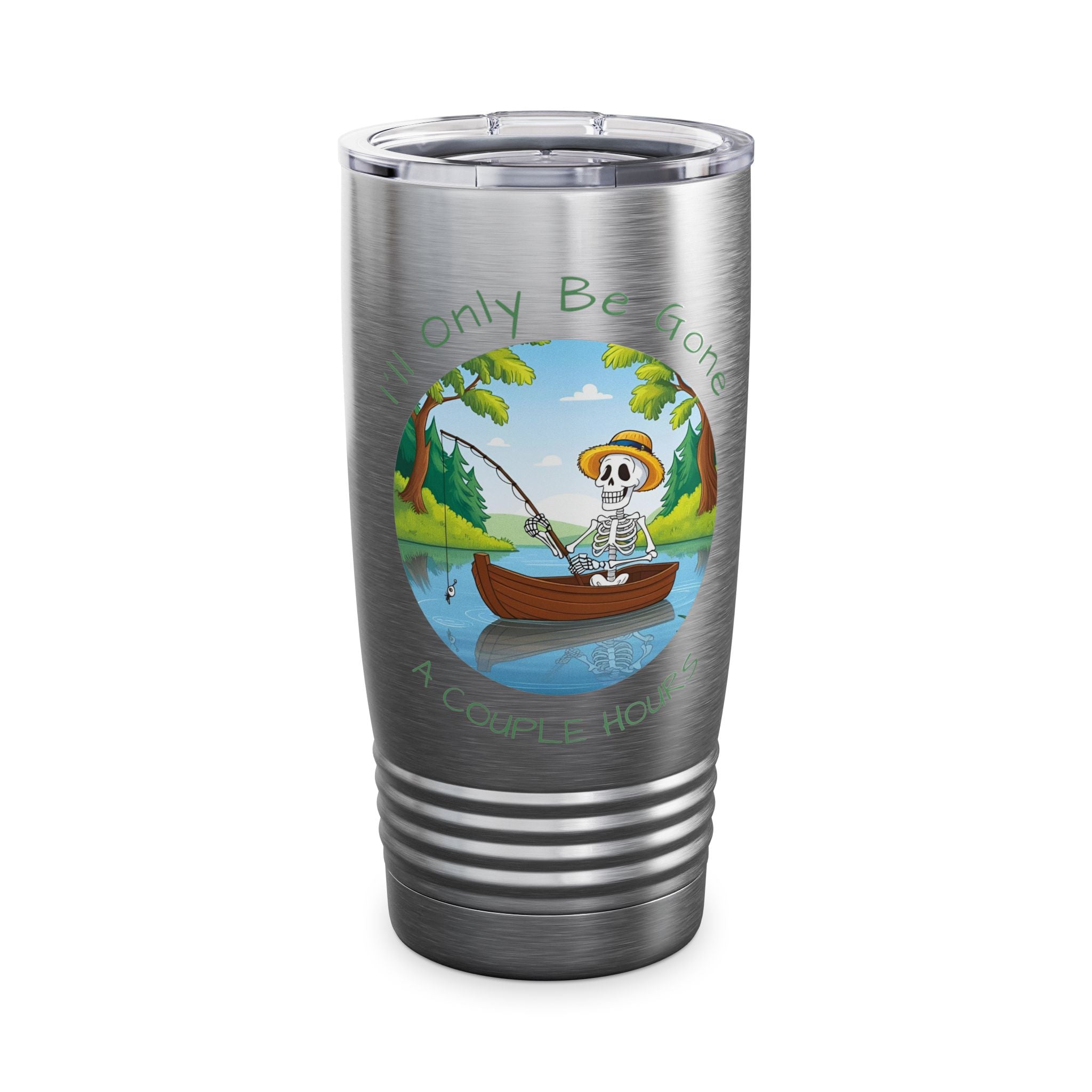 "I'll Only Be Gone A Couple Hours" Fishing Theme - 20oz Insulated Travel Mug for Outdoor Enthusiasts