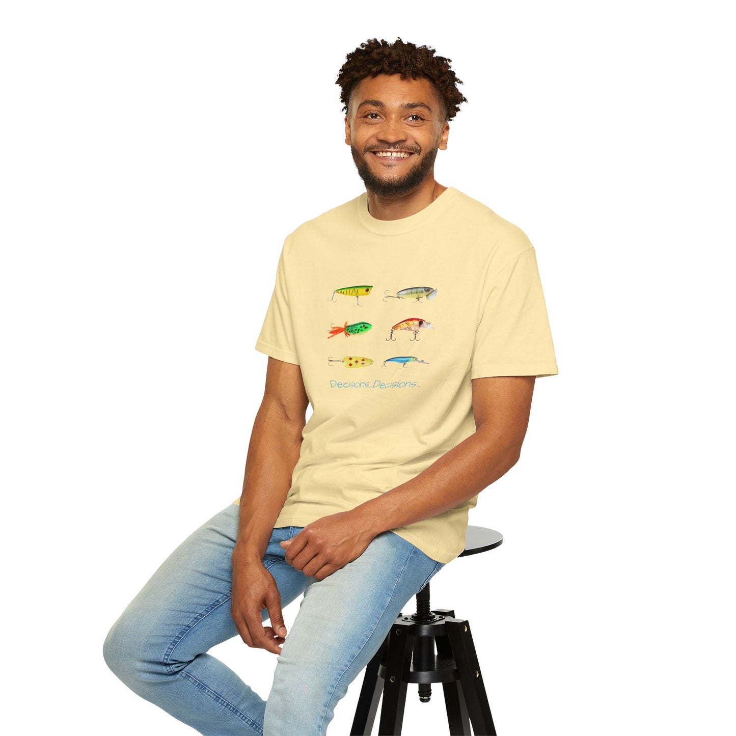 Unisex Fishing Theme T-Shirt - "Decisions, Decisions" Graphic Tee