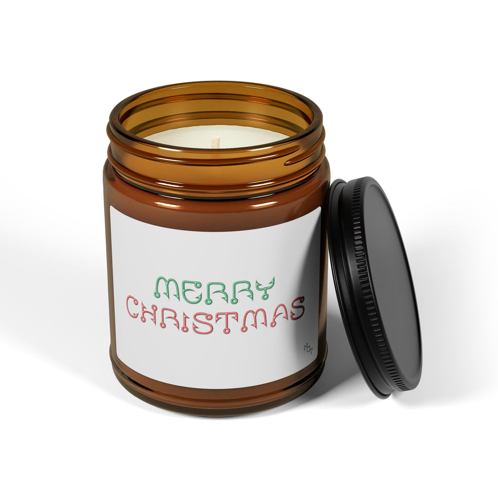 Merry Christmas Scented Soy Candle — Amber Jar Holiday Candle