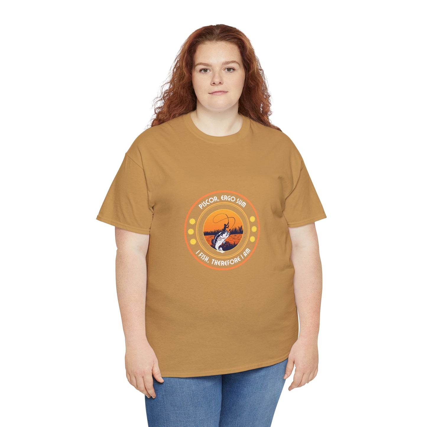 "I Fish, Therefore I Am" Unisex Heavy Cotton Tee - Graphic T-Shirt with Fishing Motif