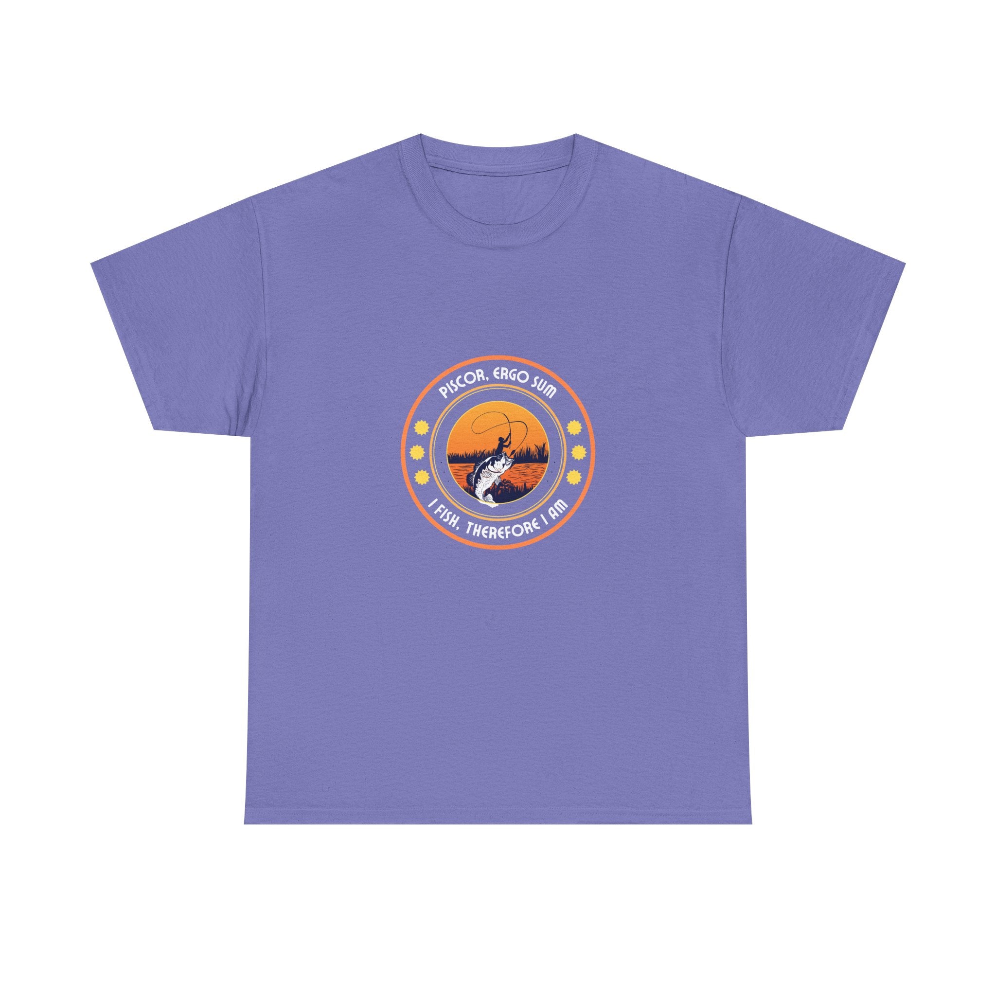 "I Fish, Therefore I Am" Unisex Heavy Cotton Tee - Graphic T-Shirt with Fishing Motif
