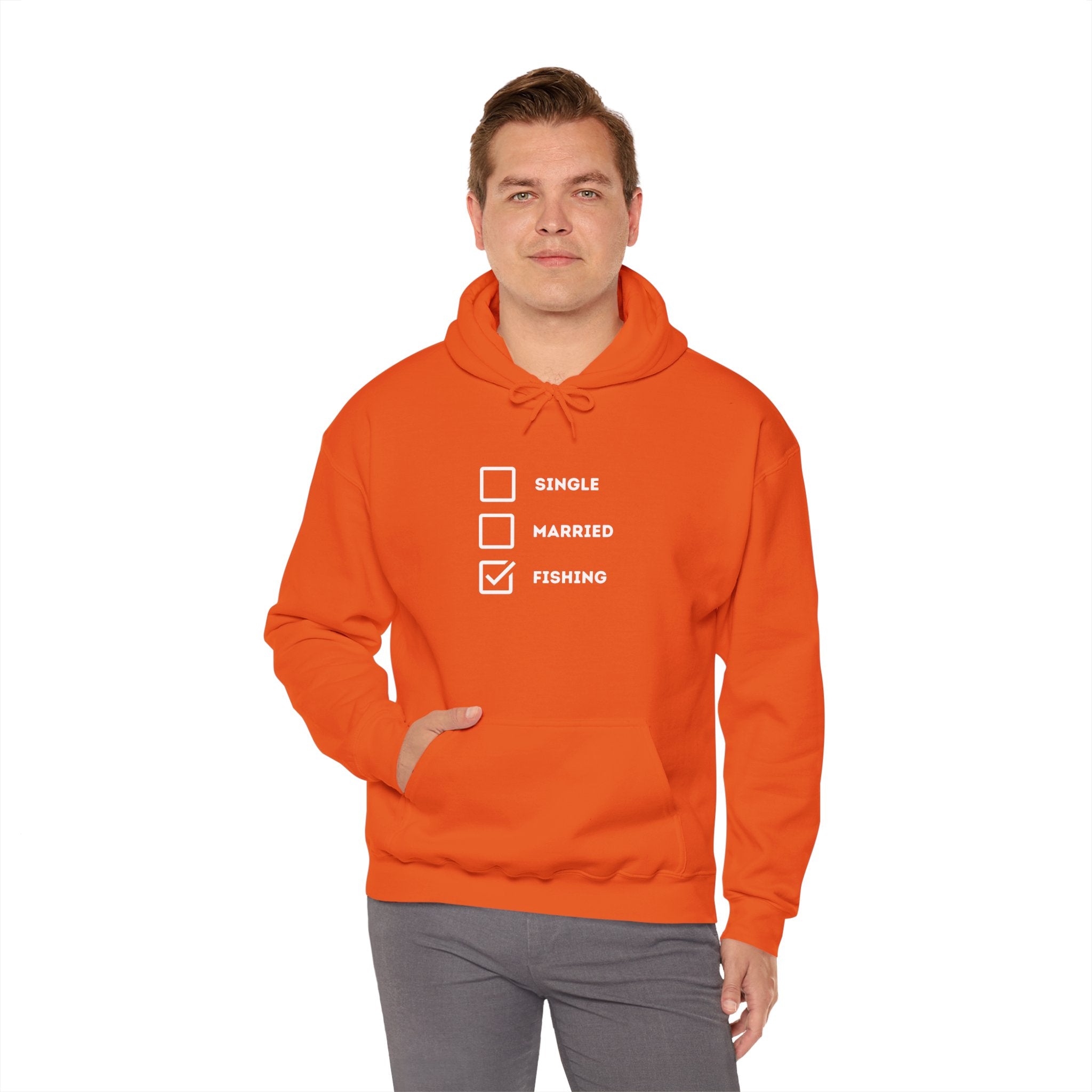 Fishing Humor Unisex Hoodie - "Single, Married, Fishing Checkbox" Design -Perfect for Anglers