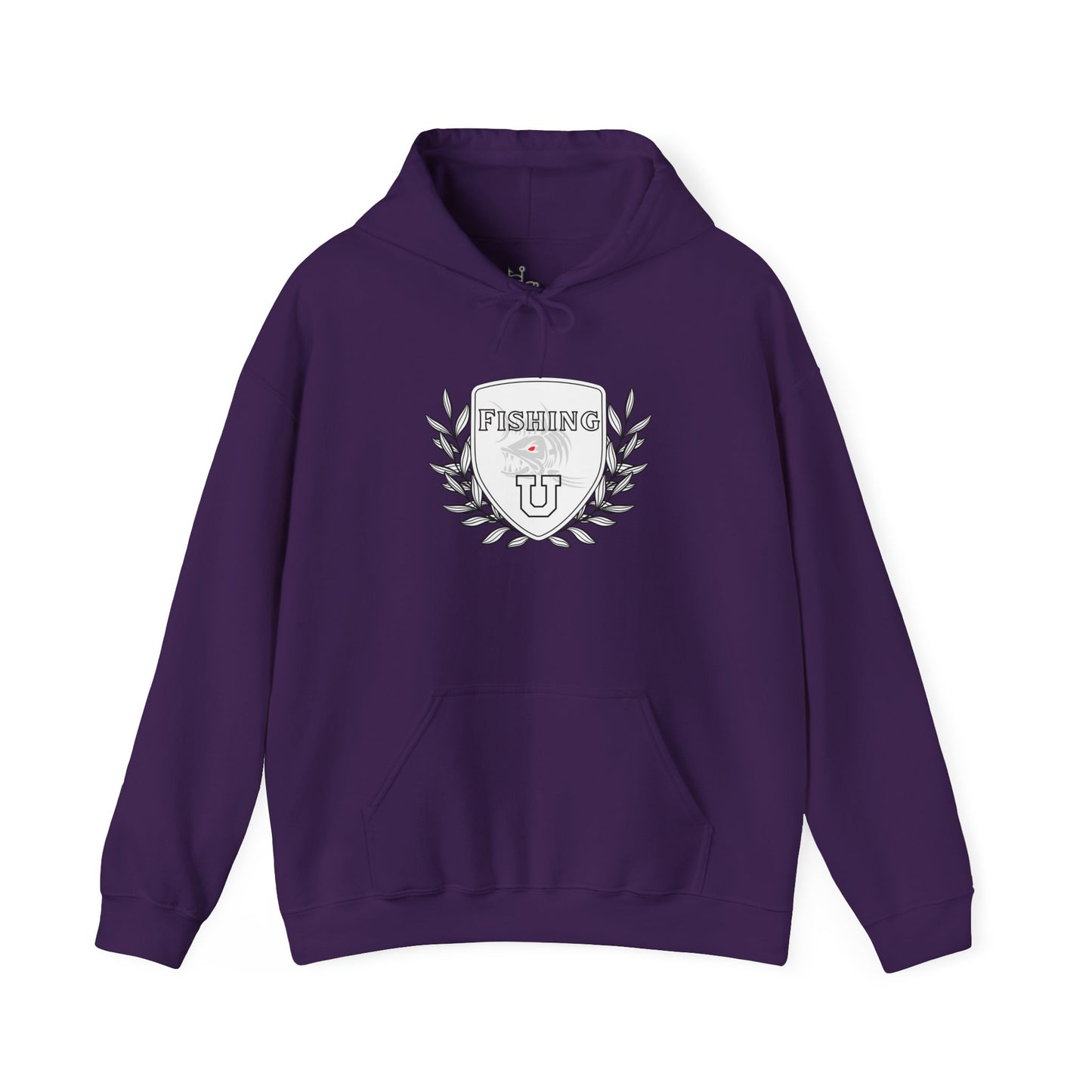 "Fishing University" Unisex Heavy Blend Hoodie - Fun Design for Fishermen