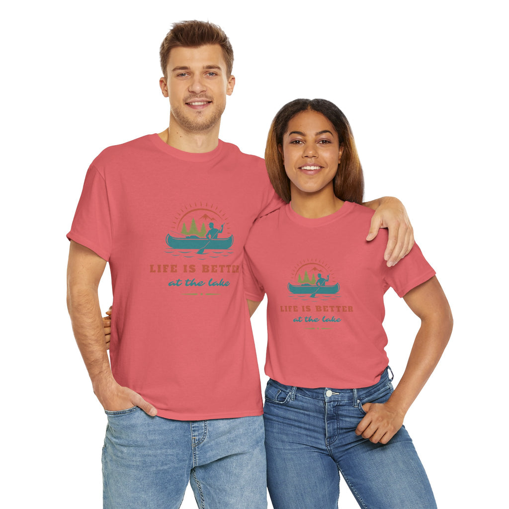 Life is Better at the Lake Unisex Heavy Cotton T-Shirt - Comfortable Outdoor Shirt