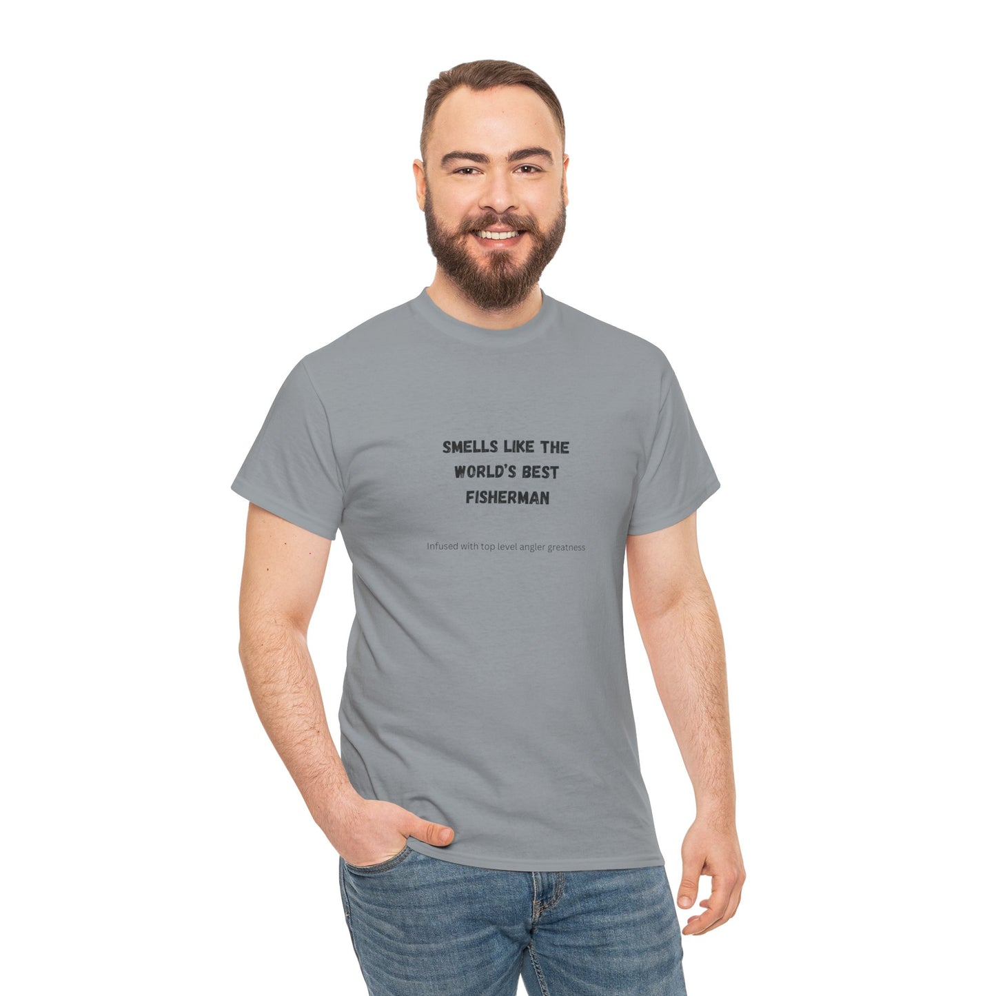 "Smells Like the World's Best Fisherman" Unisex Heavy Cotton Tee - Perfect Fishing Gift