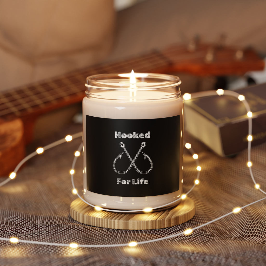 "Hooked For Life" Funny Fishing Soy Candle (9oz) — Gift for Anglers