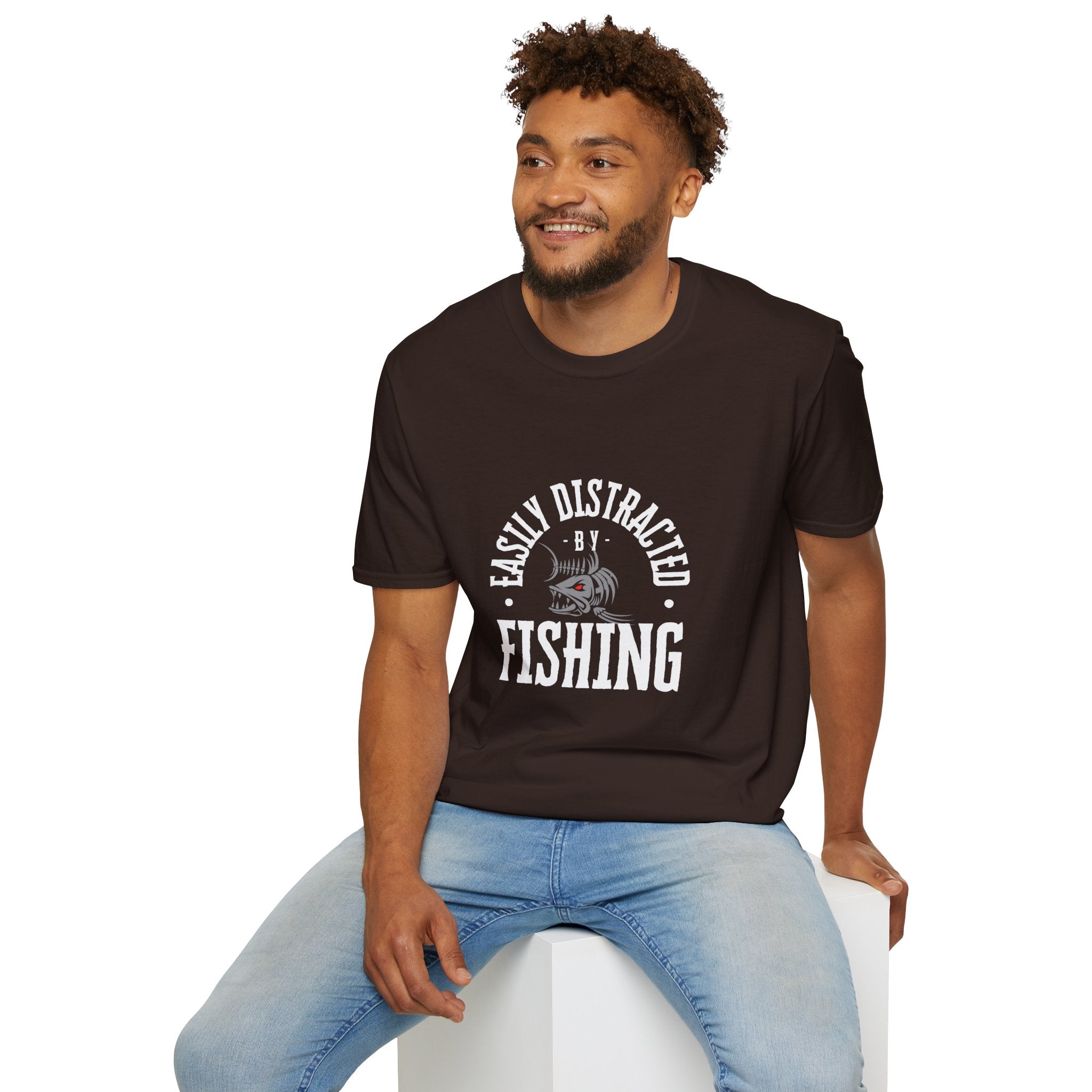 "Easily Distracted by Fishing" Unisex Softstyle T-Shirt