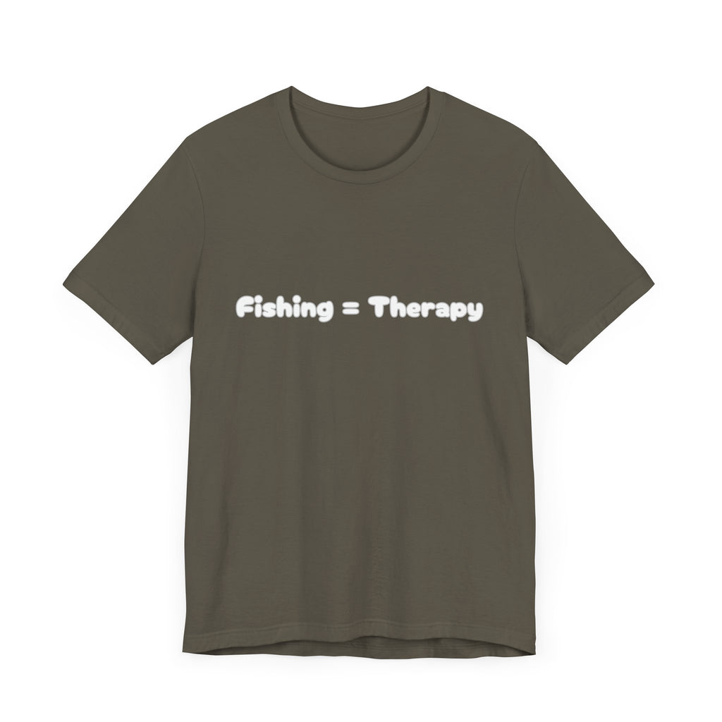 Unisex  "Fishing = Therapy" Jersey Short Sleeve Tee.