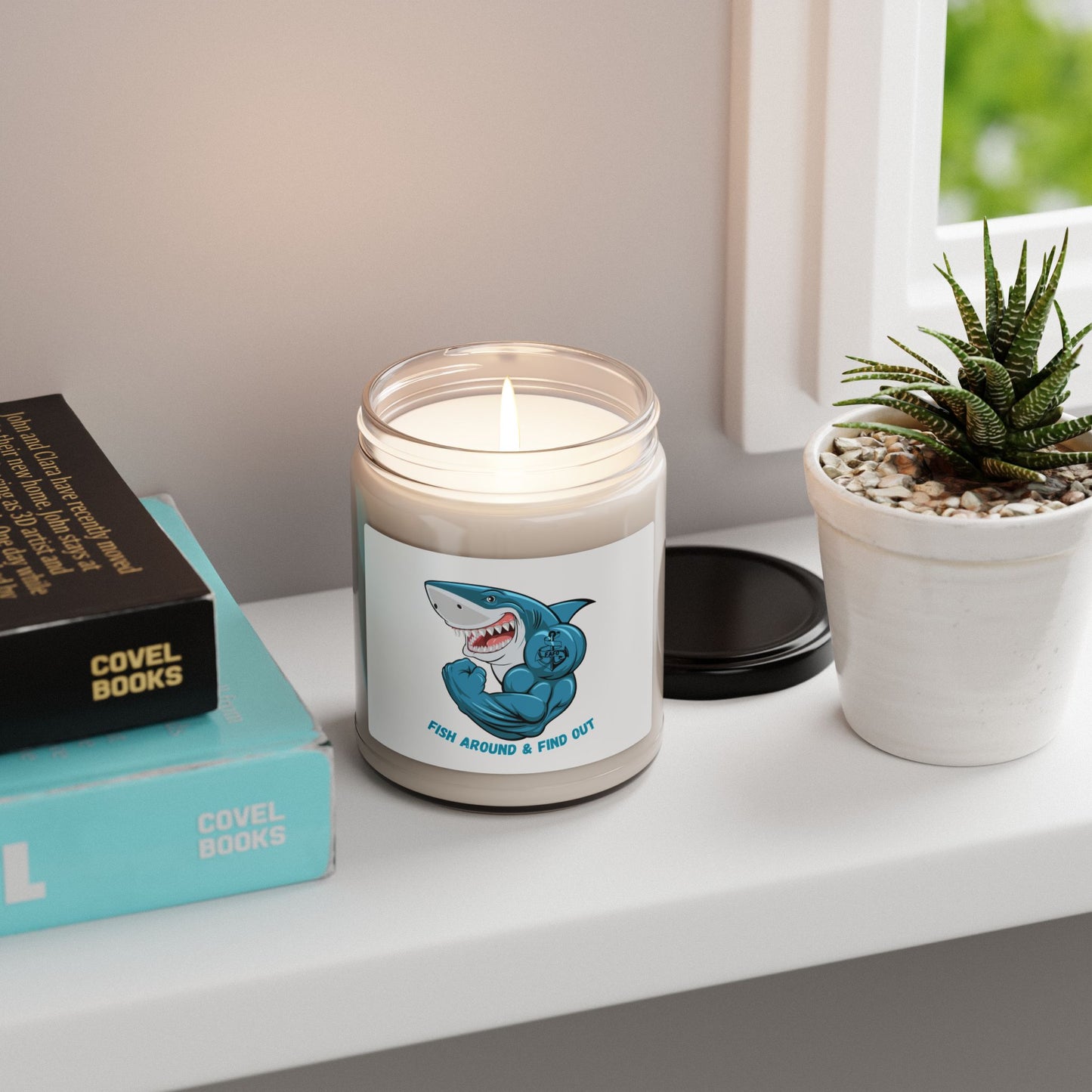 "Fish Around & Find Out" Scented Soy Candle - 9oz Shark Design