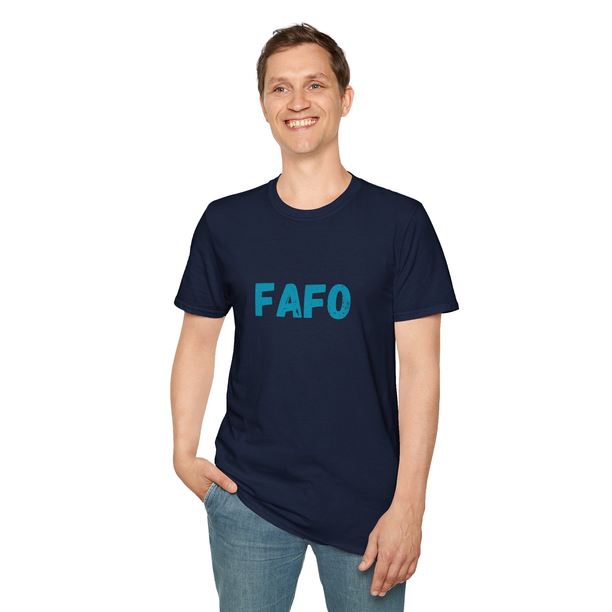 Humorous Unisex Softstyle T-Shirt - "Fish Around and Find Out - FAFO" Shark Design