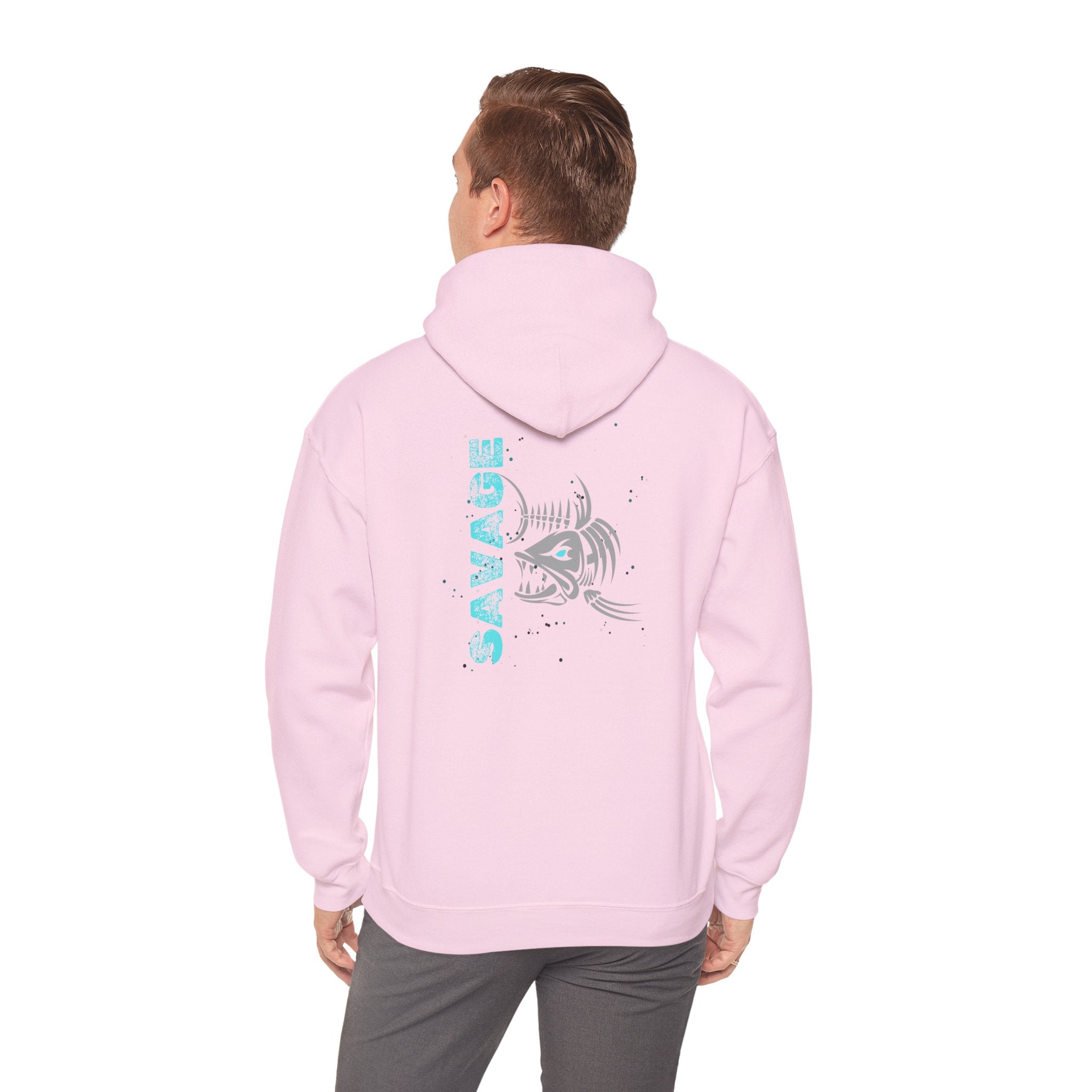 "Savage" Fish Hoodie - Retro Aqua Graphic Hooded Sweatshirt