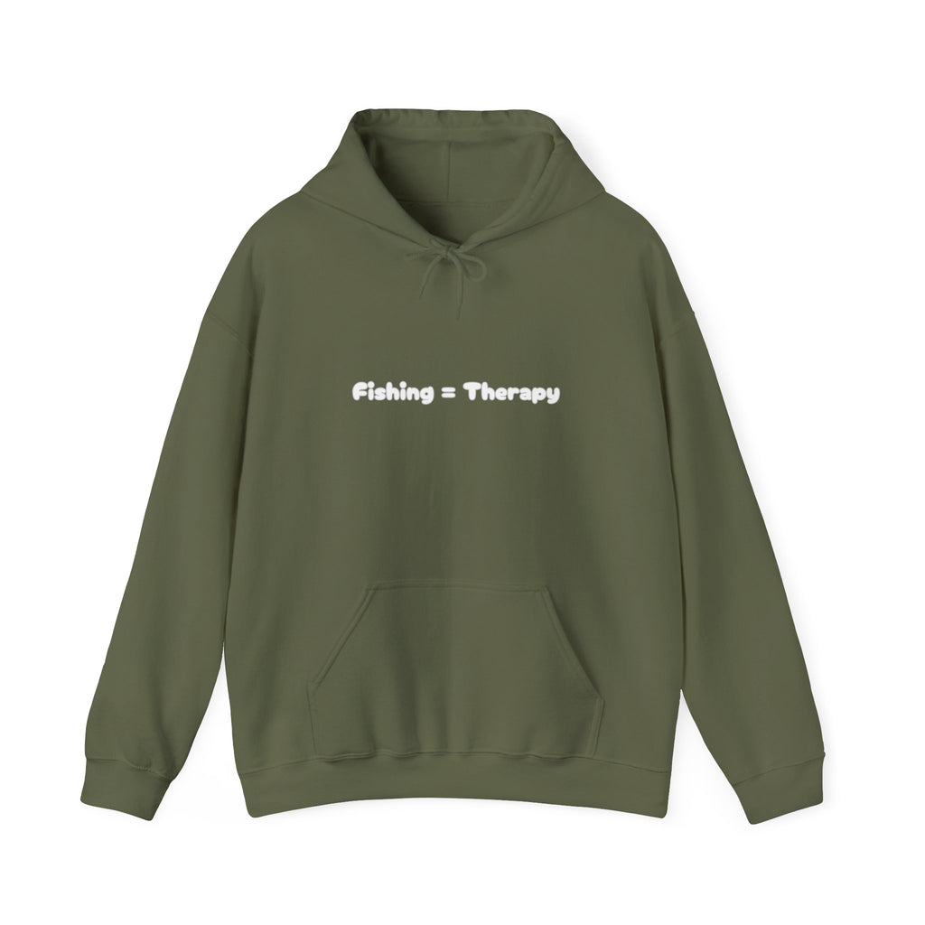 "Fishing = Therapy" Unisex Heavy Blend Hoodie - Perfect Gift for Anglers & Outdoor Lovers
