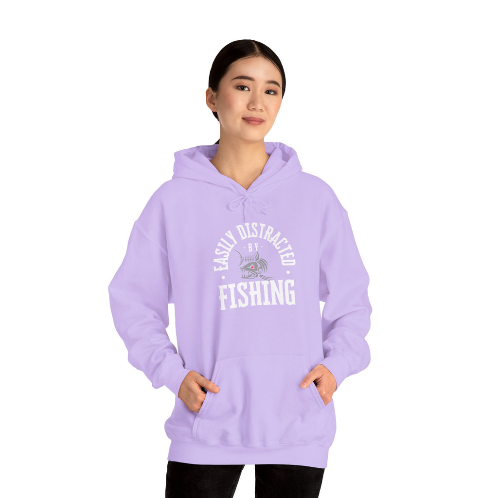 "Easily Distracted by Fishing" Hoodie - Unisex Heavy Blend Sweatshirt for Fishing Lovers
