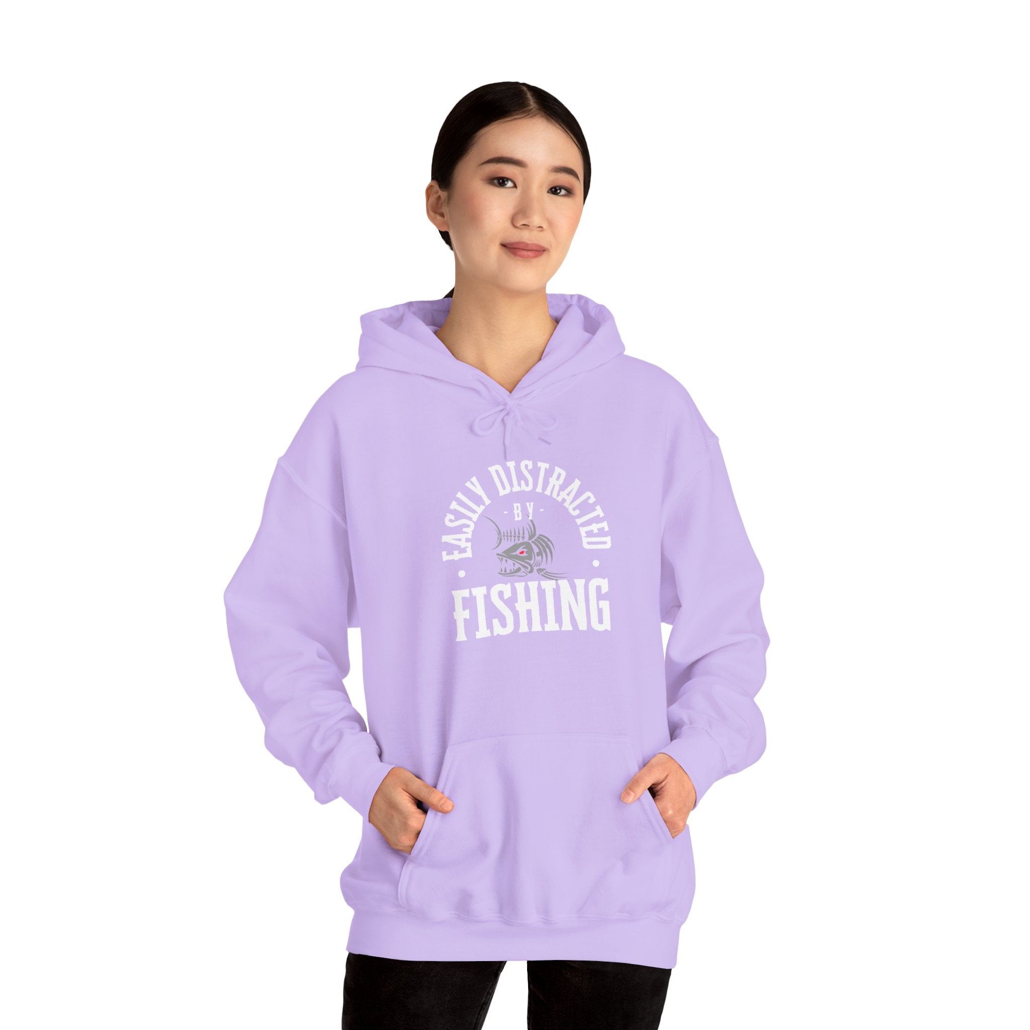 "Easily Distracted by Fishing" Hoodie - Unisex Heavy Blend Sweatshirt for Fishing Lovers