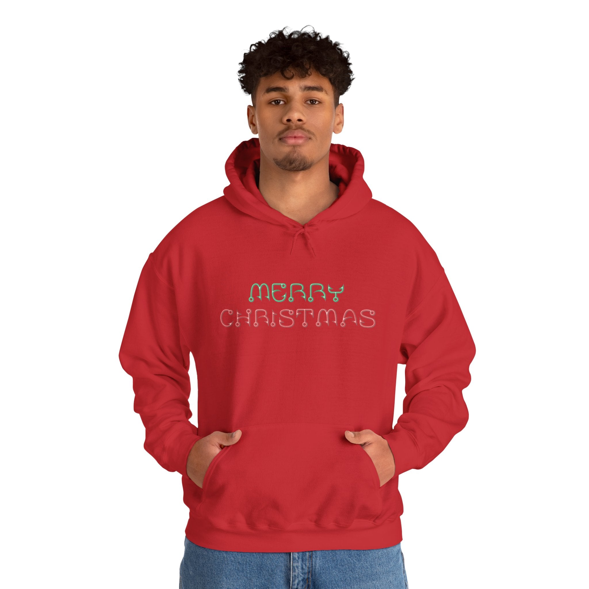 Merry Christmas Fishing Hook Script Hoodie — Cozy Holiday Sweatshirt