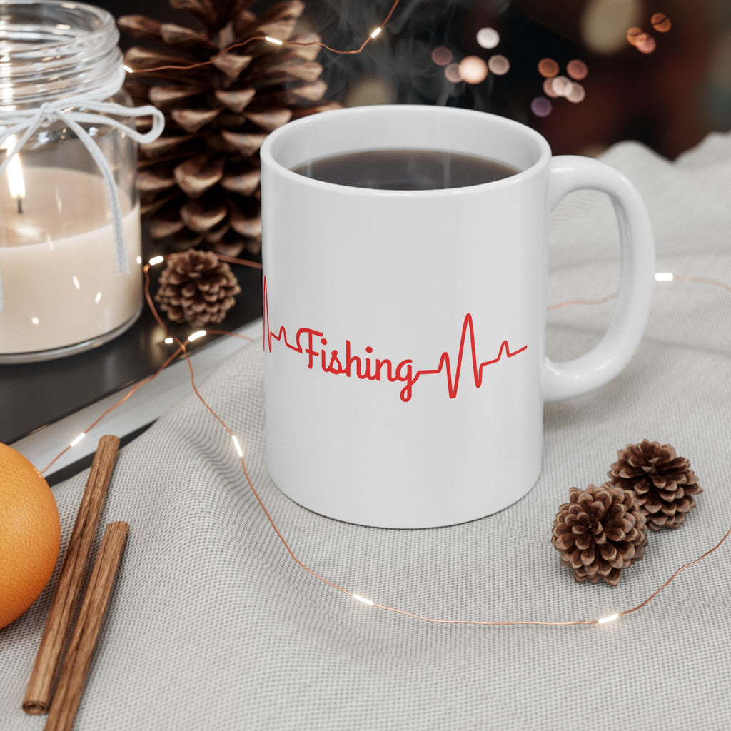 "Fishing Heartbeat" Ceramic Mug - Perfect Gift for Fishing Enthusiasts