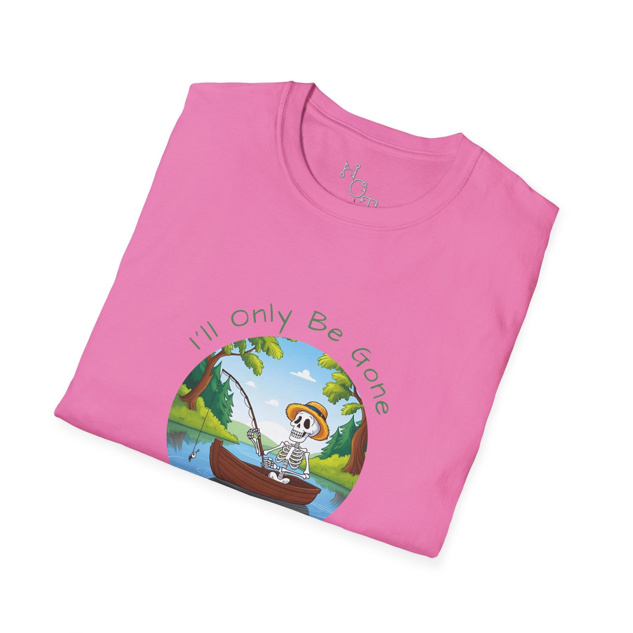 "I'll Only Be Gone A Couple Hours" Fishing Theme Unisex Softstyle T-Shirt – Perfect for Nature Lovers & Weekend Adventurers