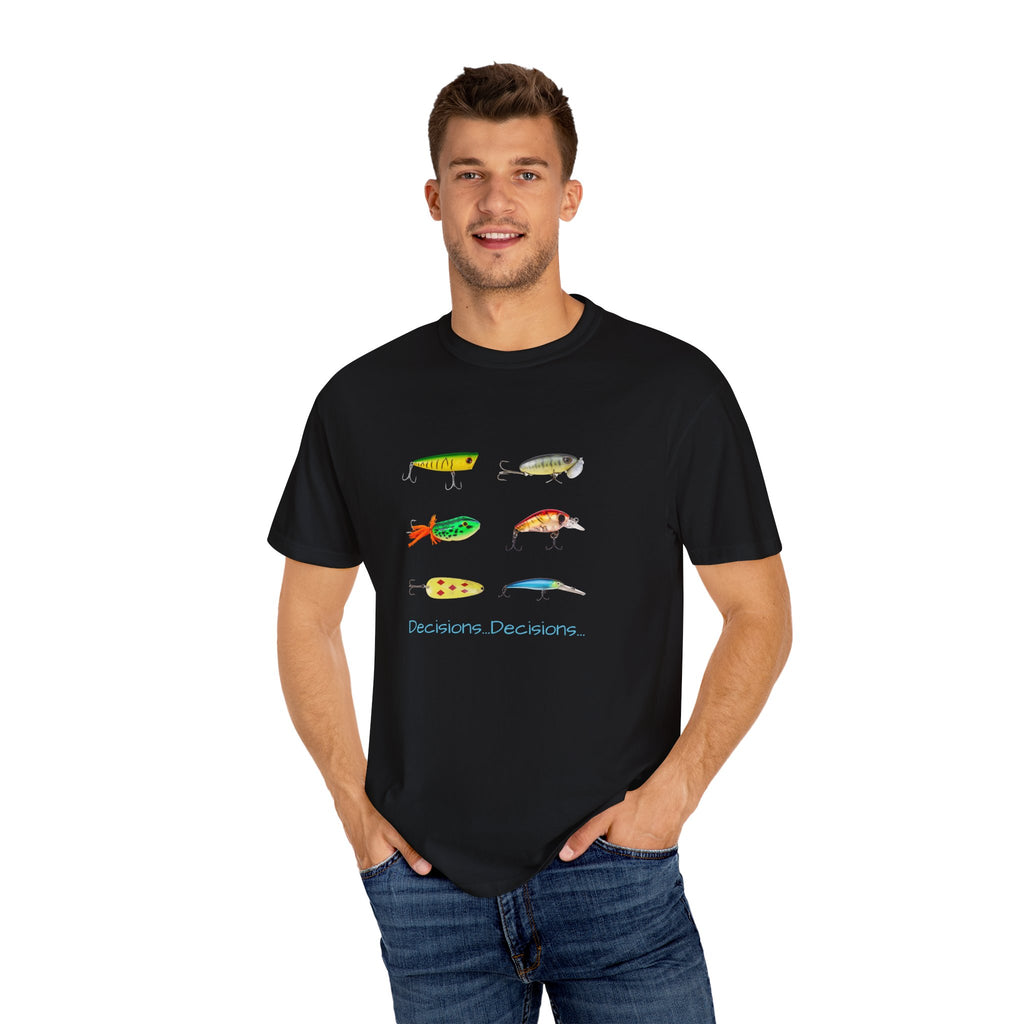 Unisex Fishing Theme T-Shirt - "Decisions, Decisions" Graphic Tee