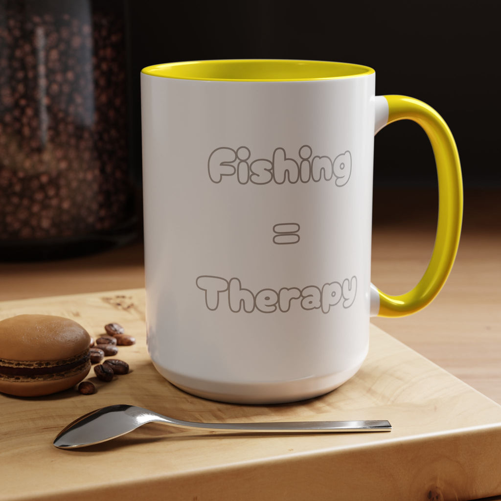 "Fishing = Therapy" Accent Coffee Mug (11, 15oz)